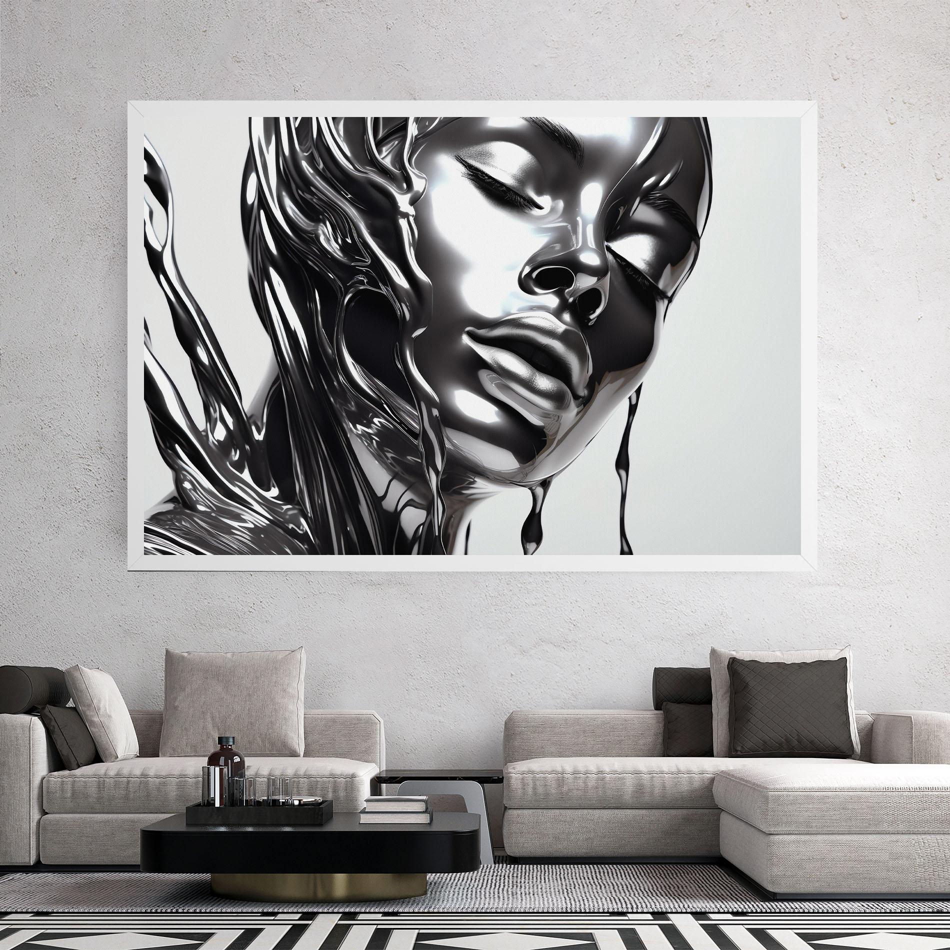 Tablou Canvas Silver Liquid Woman mockup 2