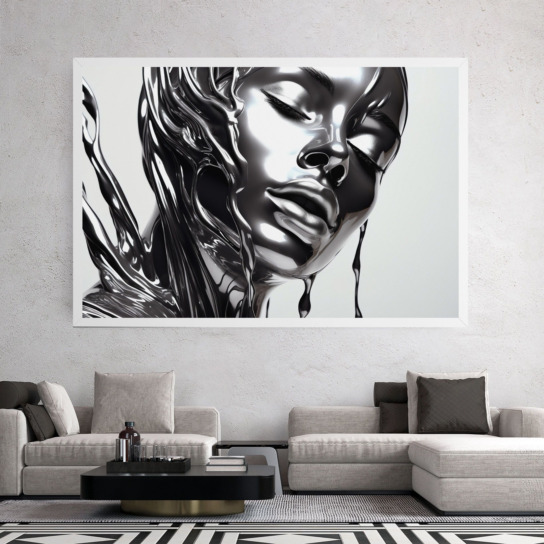 Silver Liquid Woman mockup 2