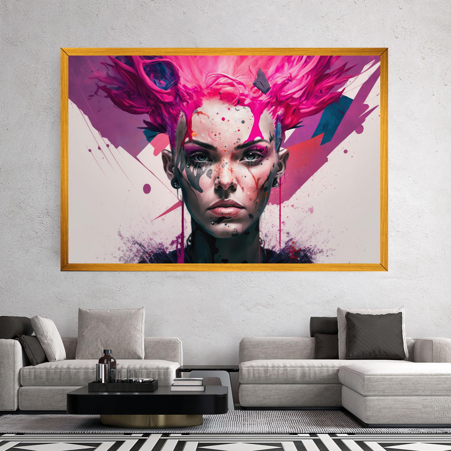Tablou Canvas Abstract Pink Hair mockup 2