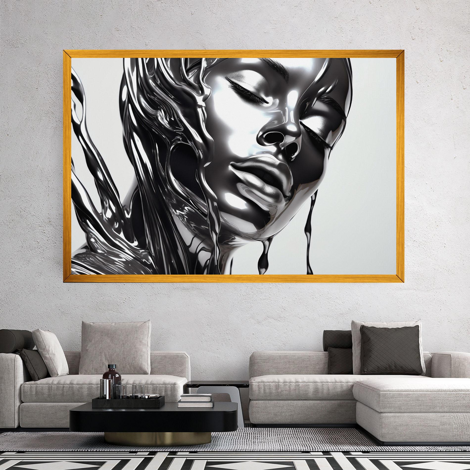 Tablou Canvas Silver Liquid Woman mockup 2