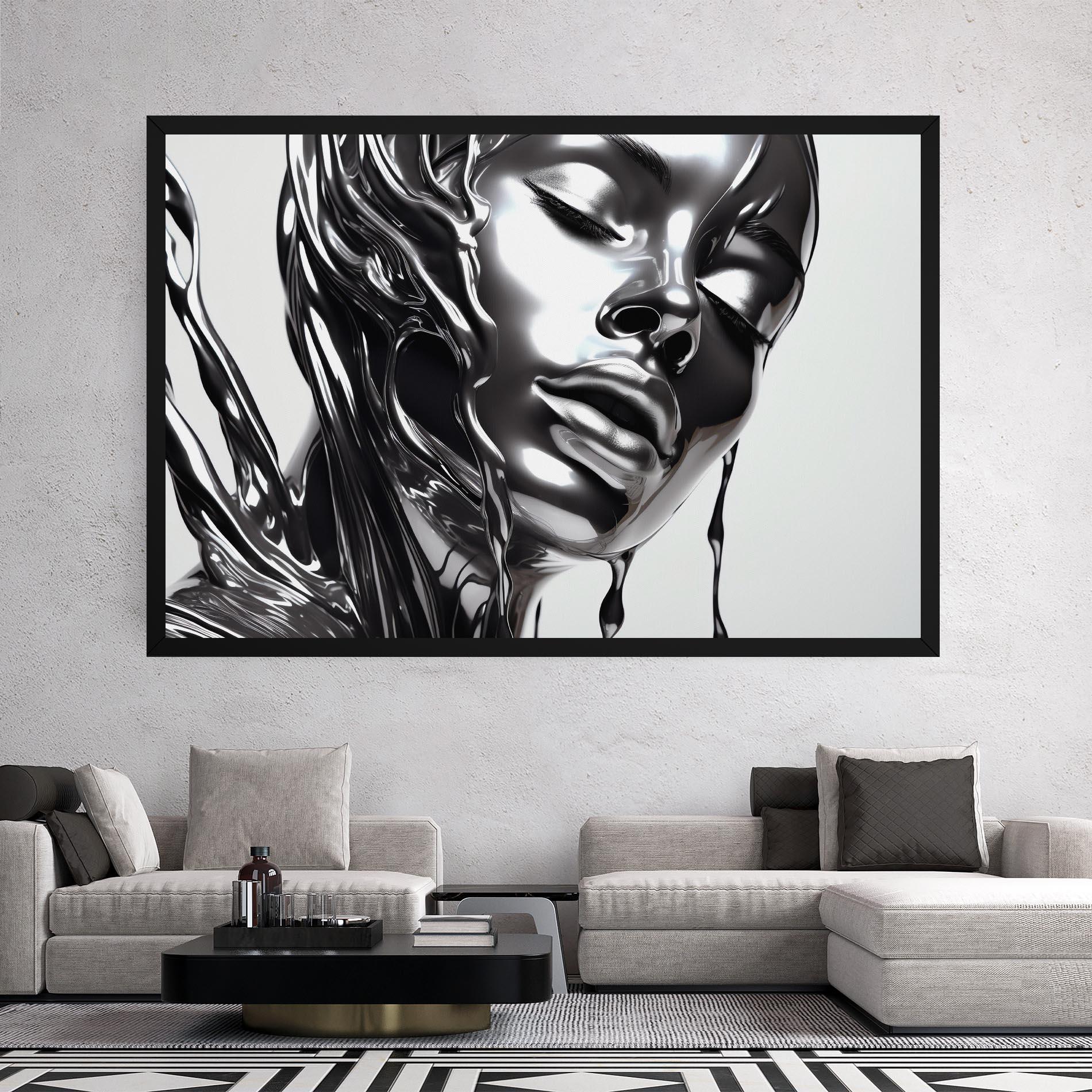 Tablou Canvas Silver Liquid Woman mockup 2