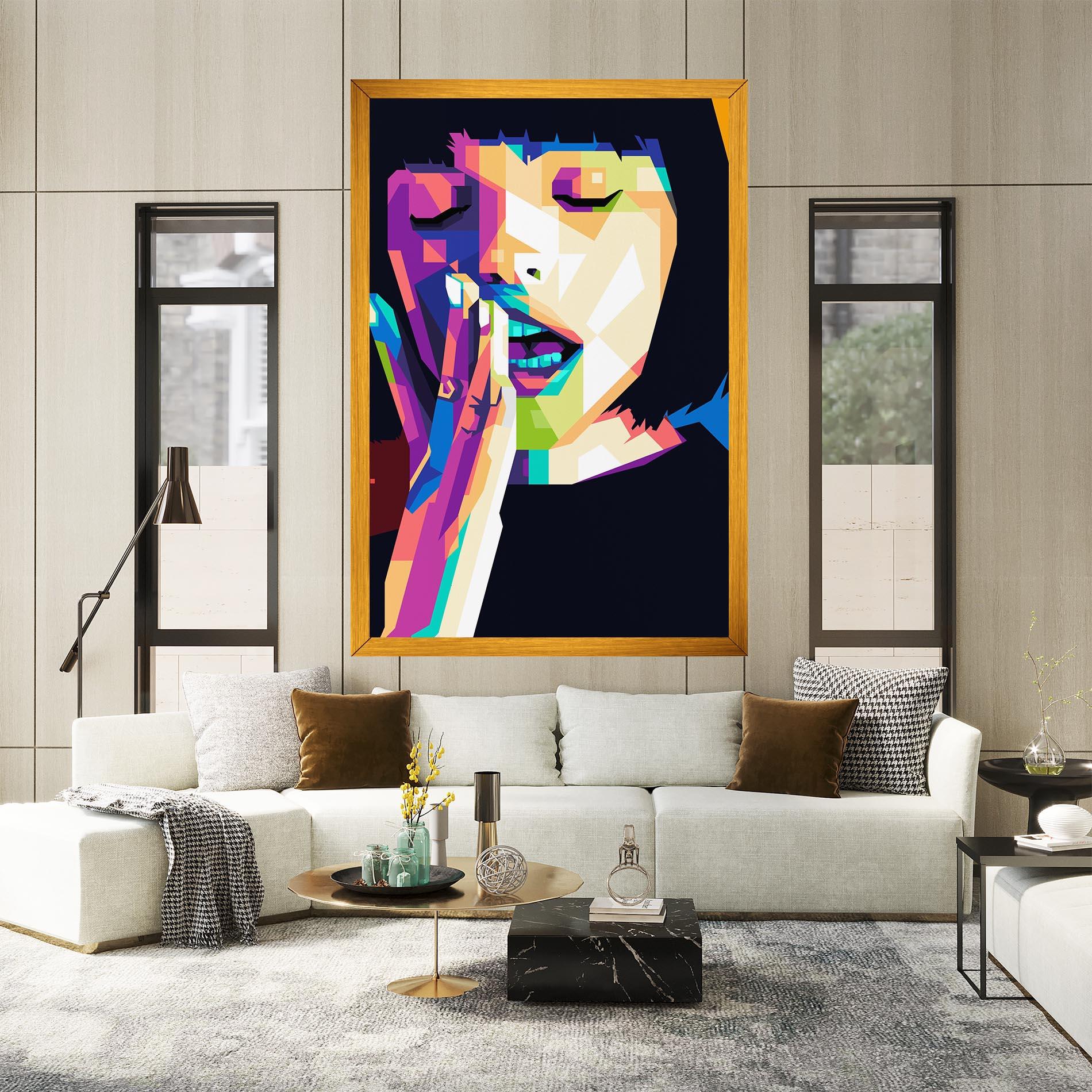 Tablou Canvas Polygonal Pretty Girl mockup 2