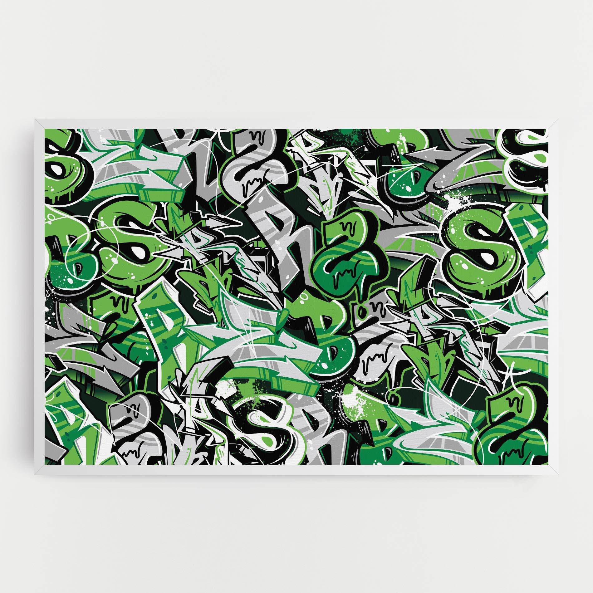 Tablou Canvas Green Graffiti Letters mockup 0