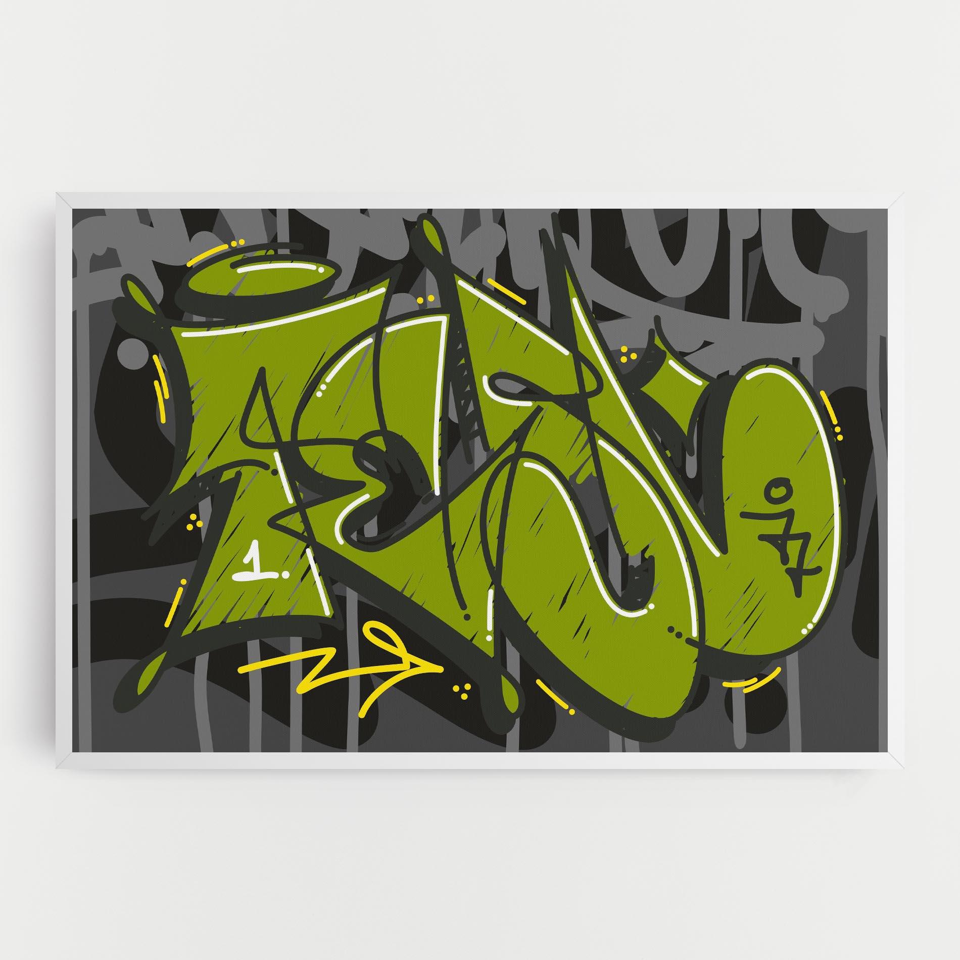 Tablou Canvas Green Grey Graffti mockup 0
