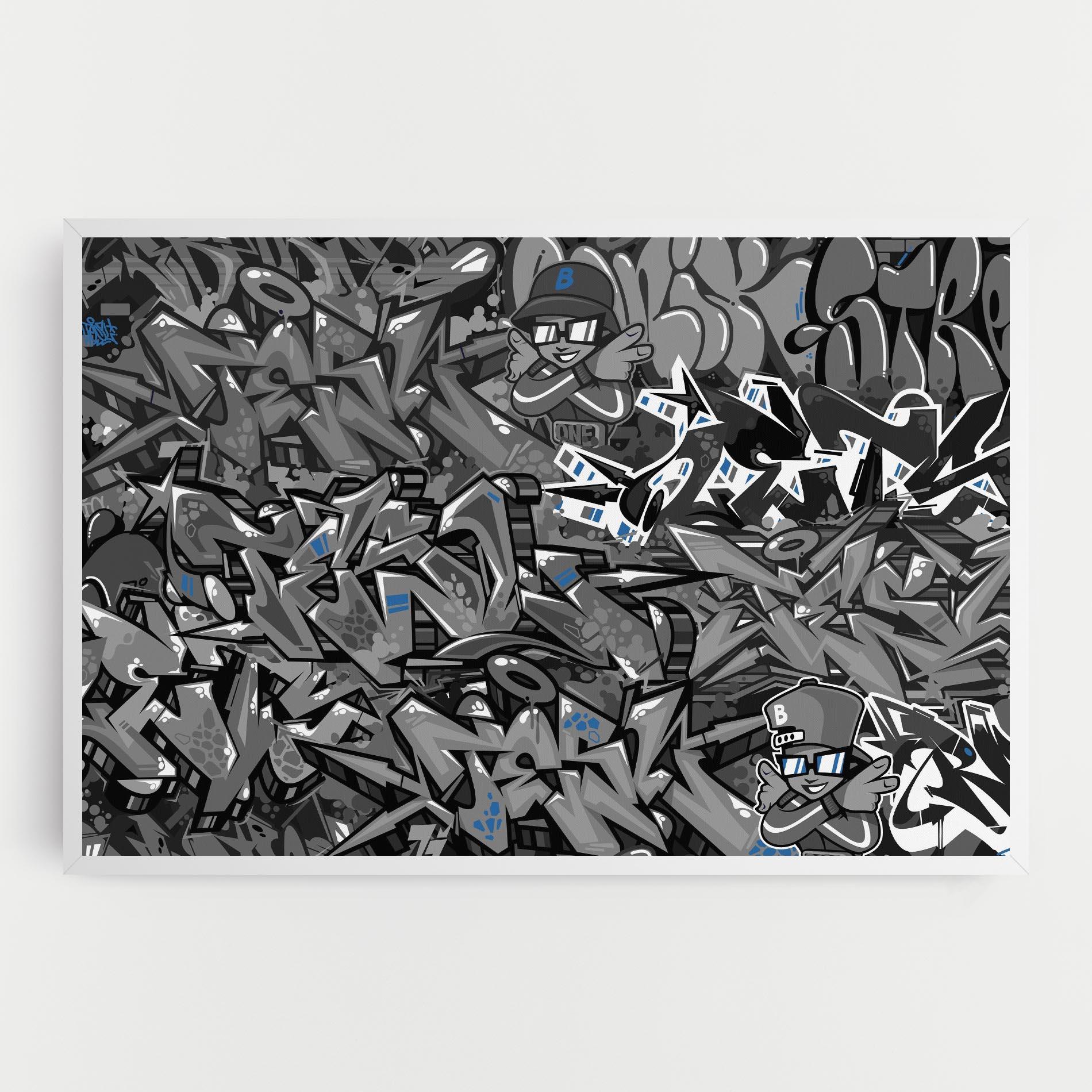 Tablou Canvas Grey Blue Graffiti mockup 0