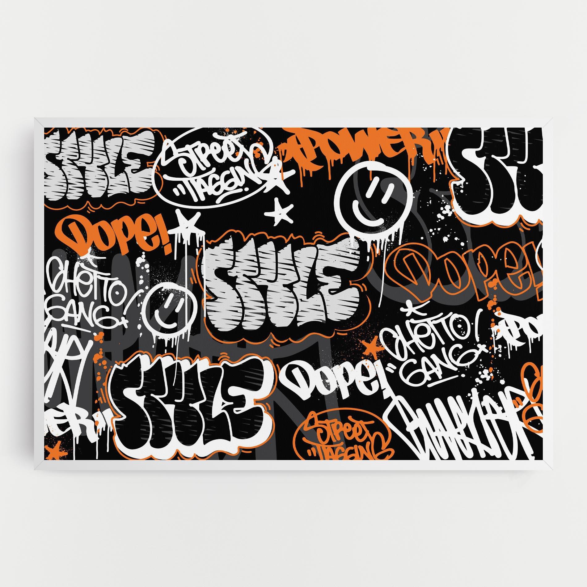 Tablou Canvas Orange Black Graffiti mockup 0