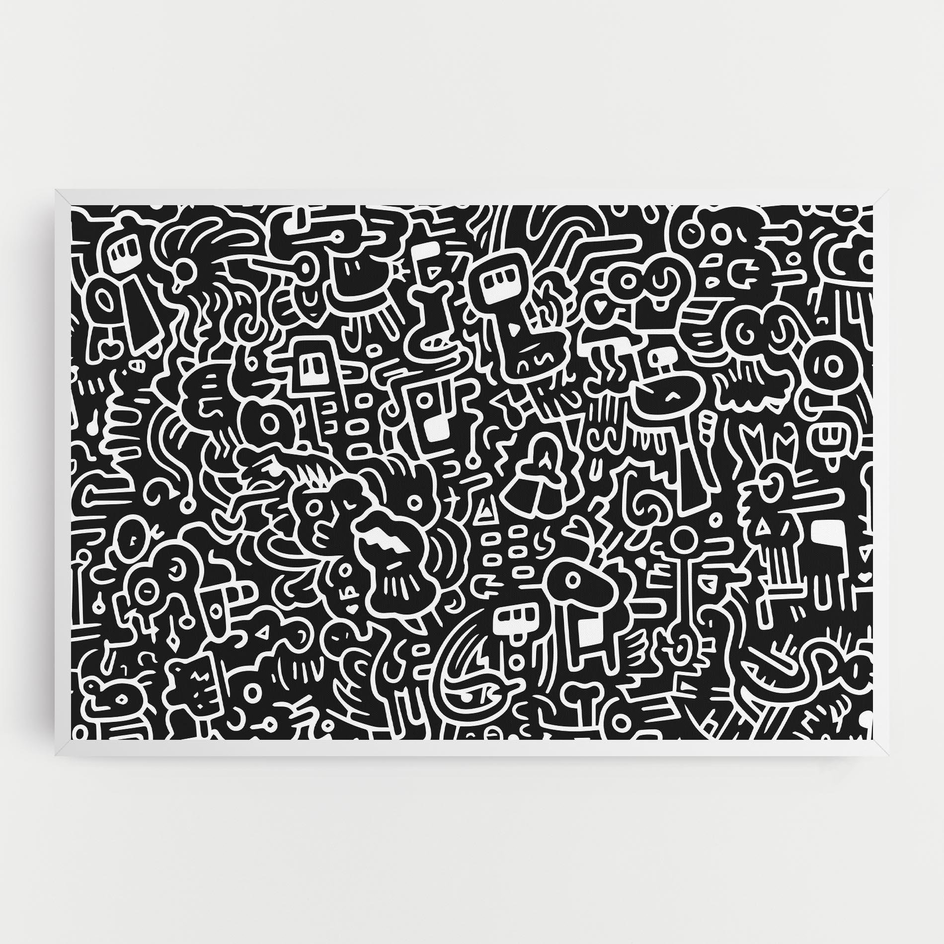 Tablou Canvas White Line Doodle mockup 0