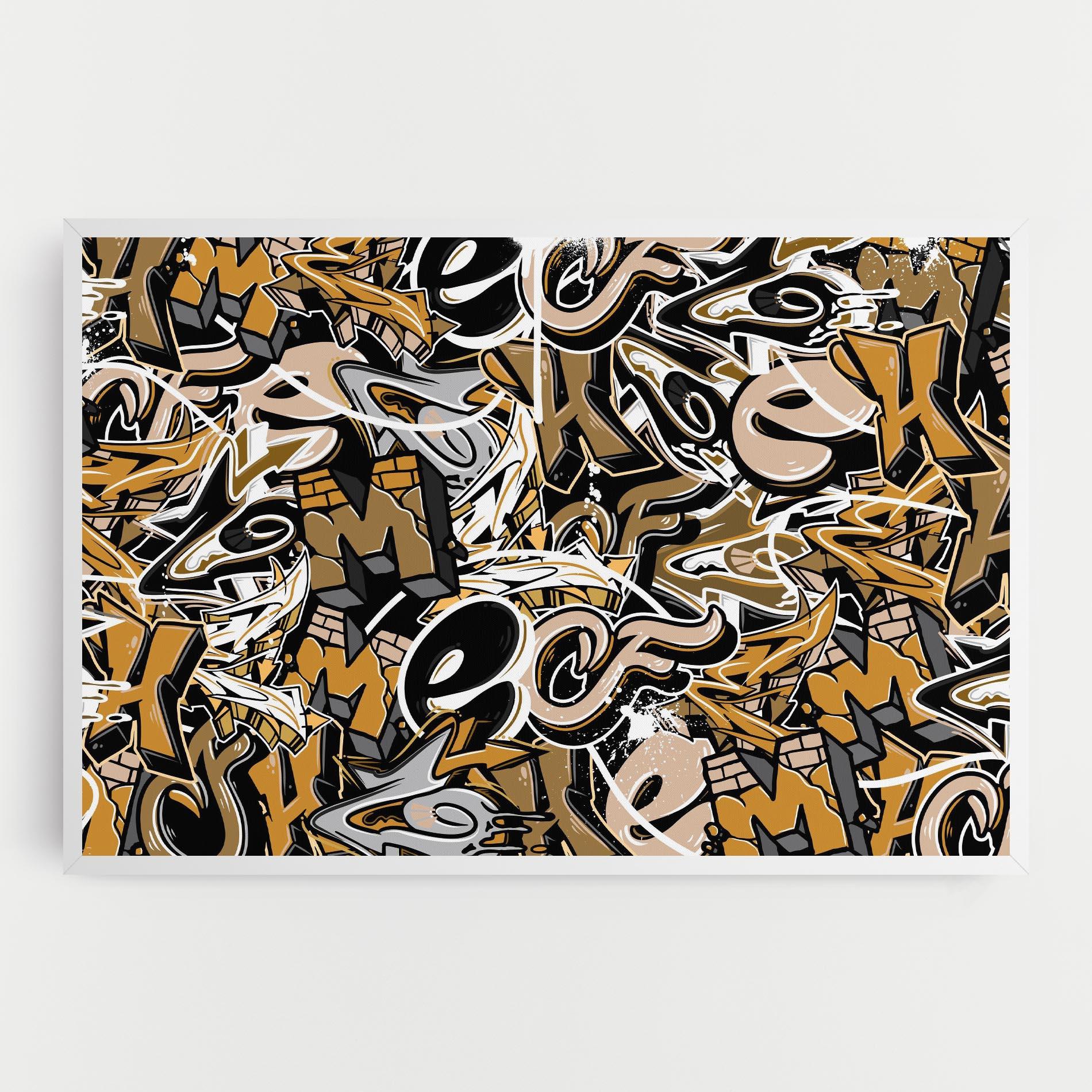 Tablou Canvas Yellow White Graffiti mockup 0