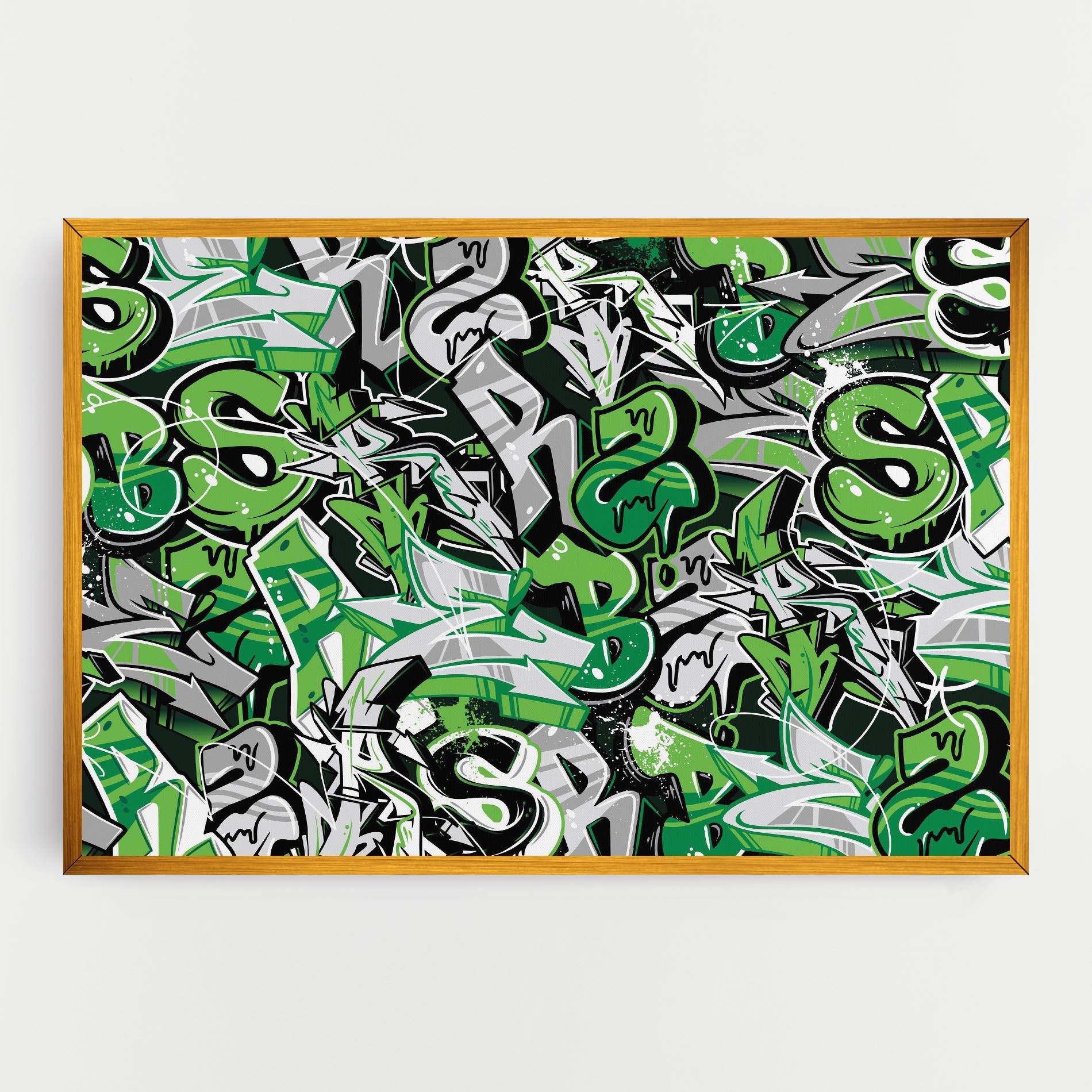 Tablou Canvas Green Graffiti Letters mockup 0