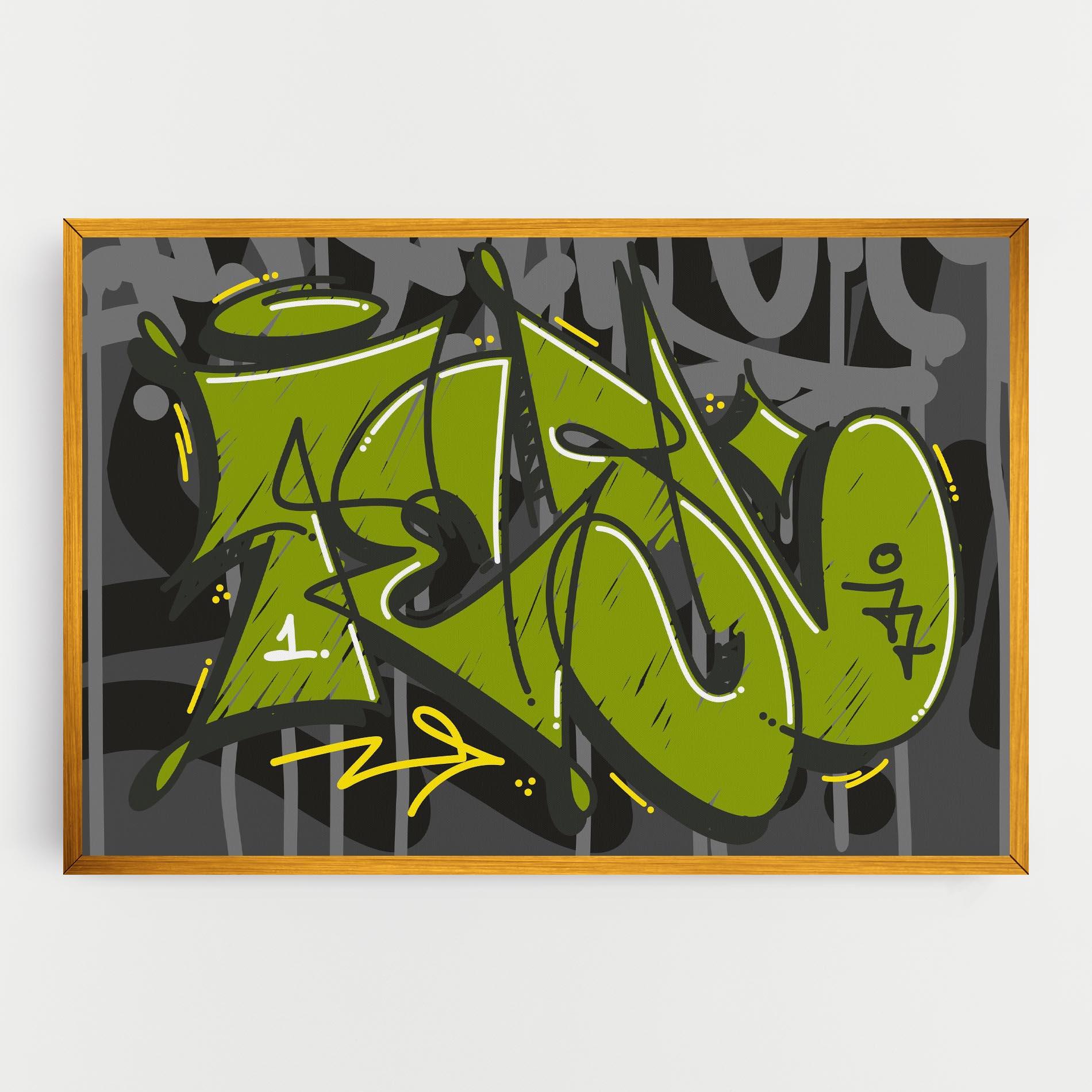 Tablou Canvas Green Grey Graffti mockup 0