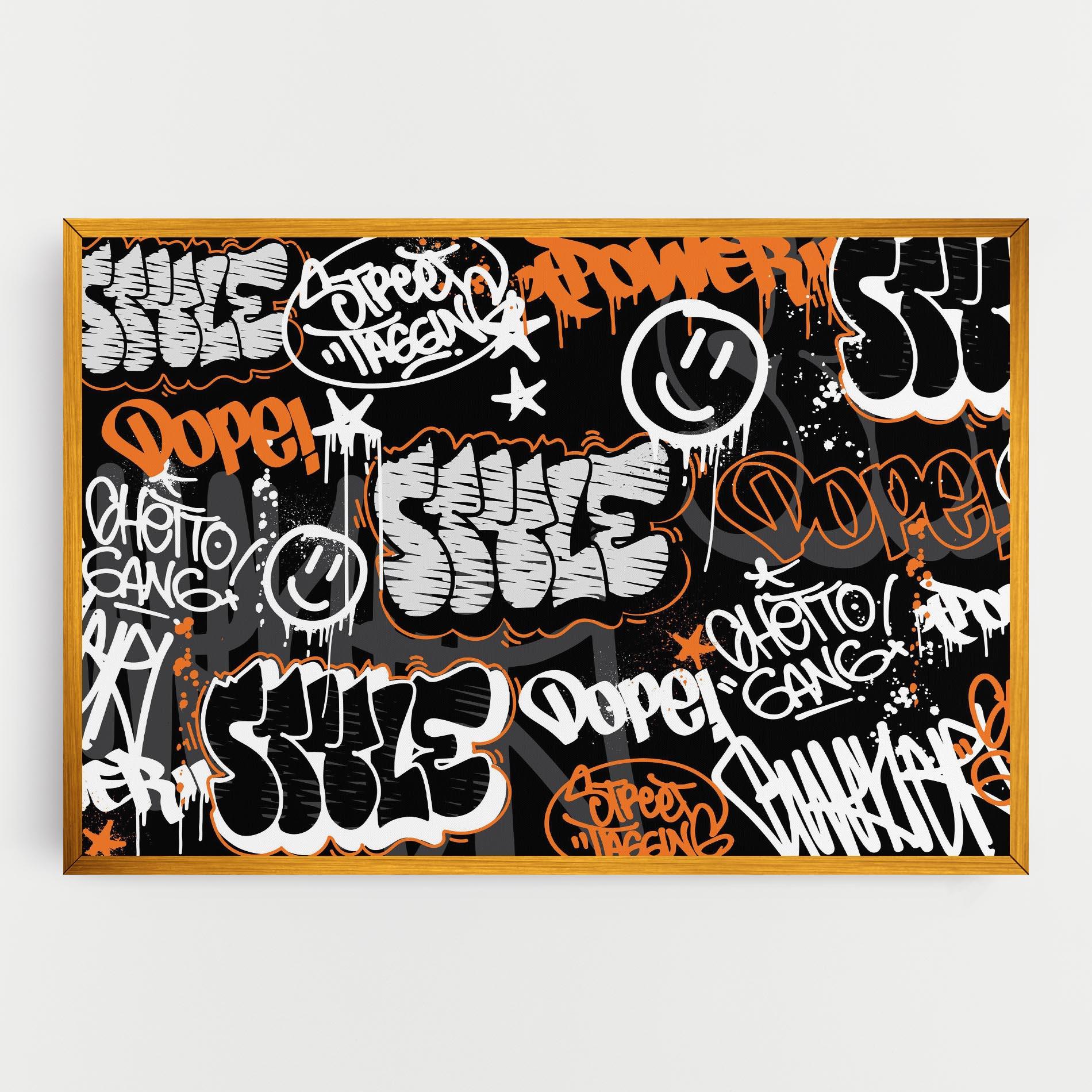Tablou Canvas Orange Black Graffiti mockup 0