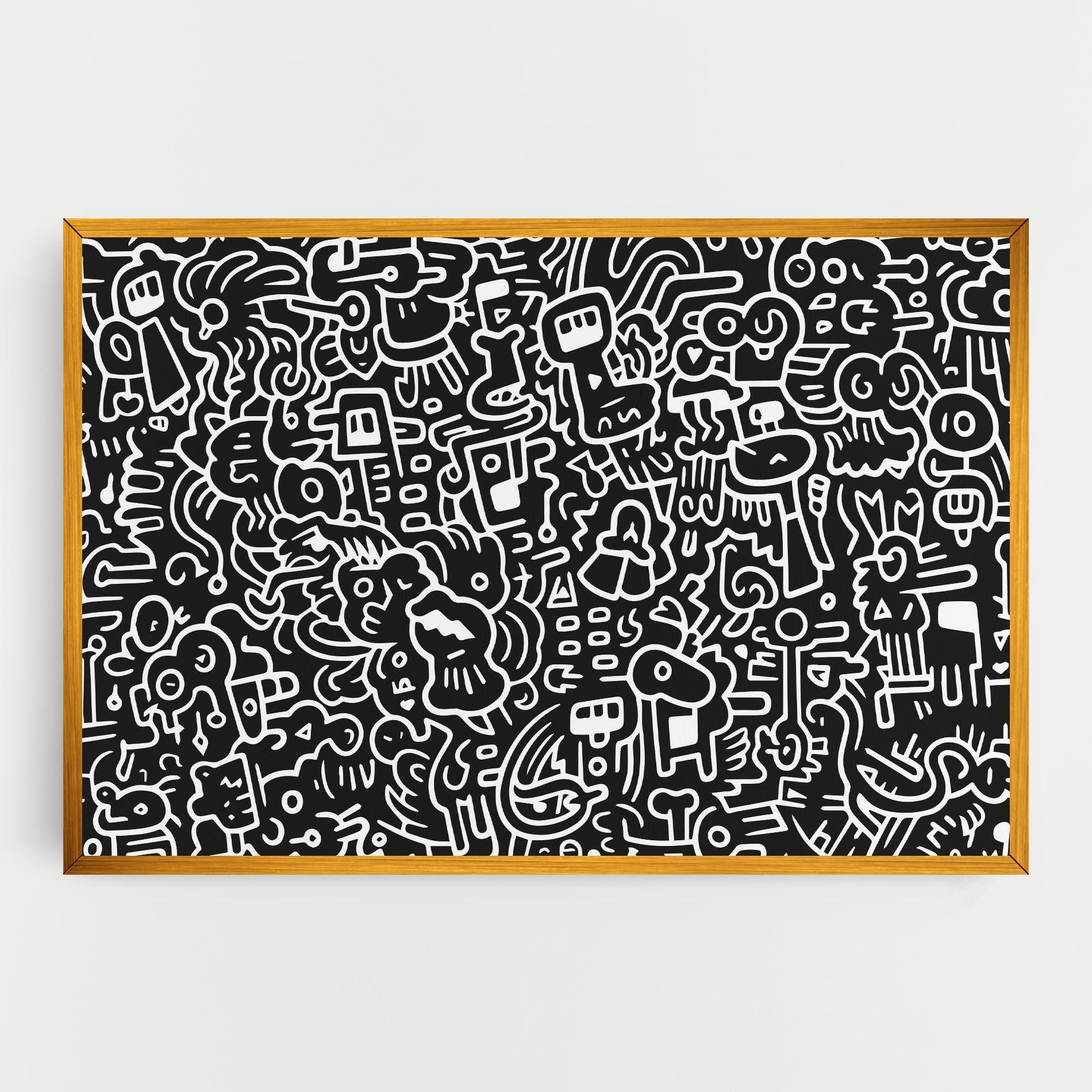 Tablou Canvas White Line Doodle mockup 0