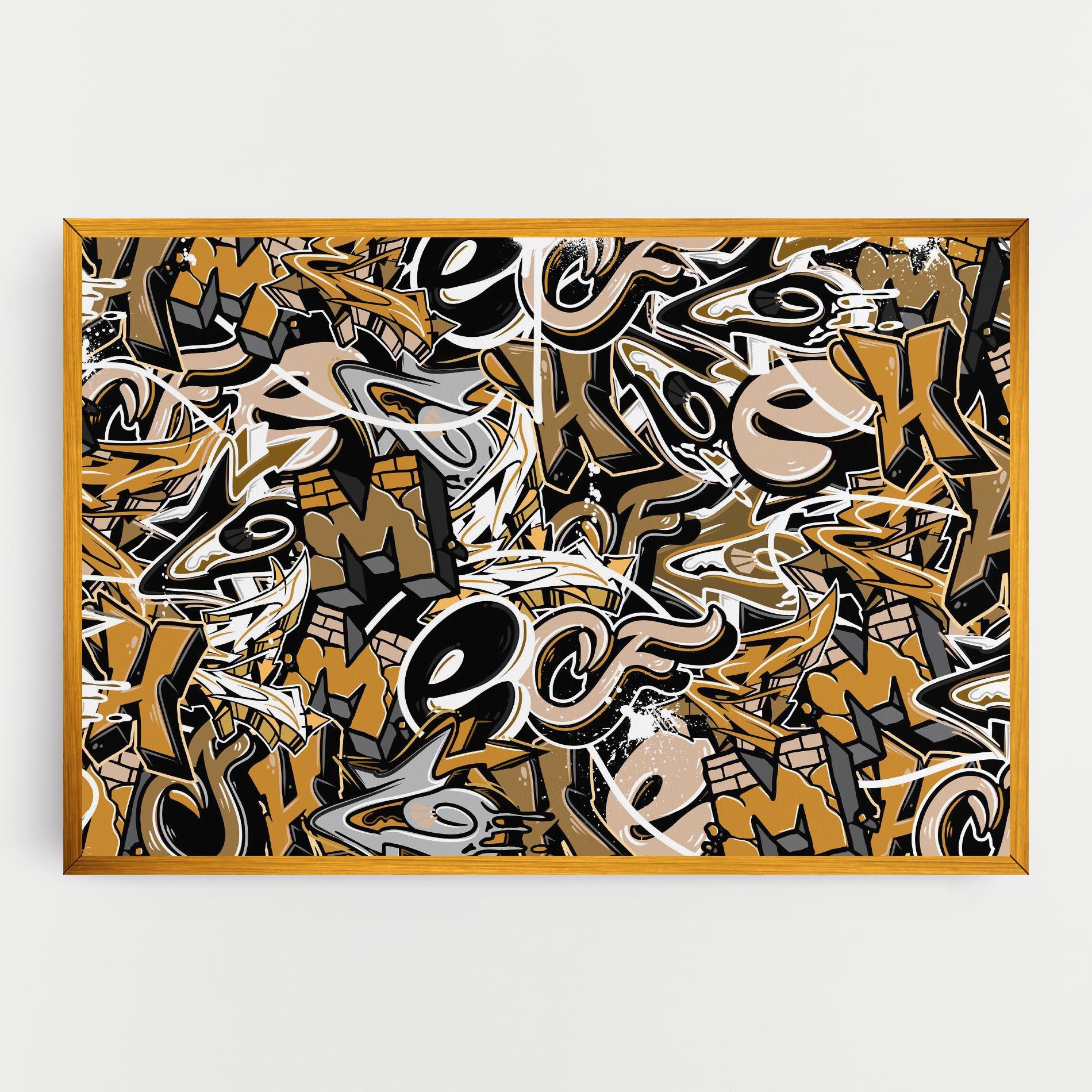 Tablou Canvas Yellow White Graffiti mockup 0