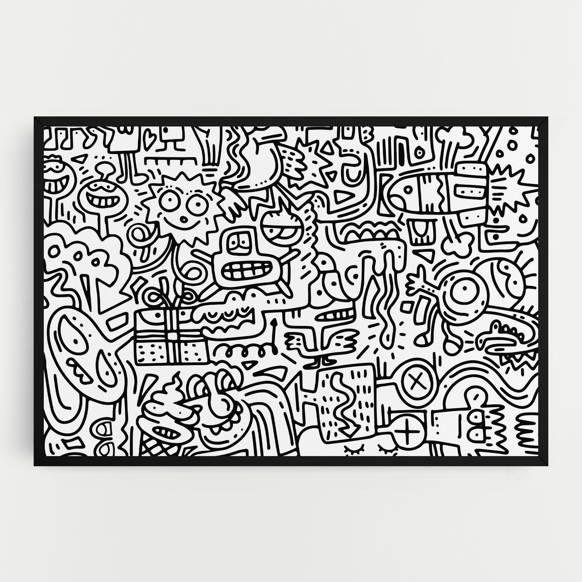 Tablou Canvas Doodle Black Line mockup 0