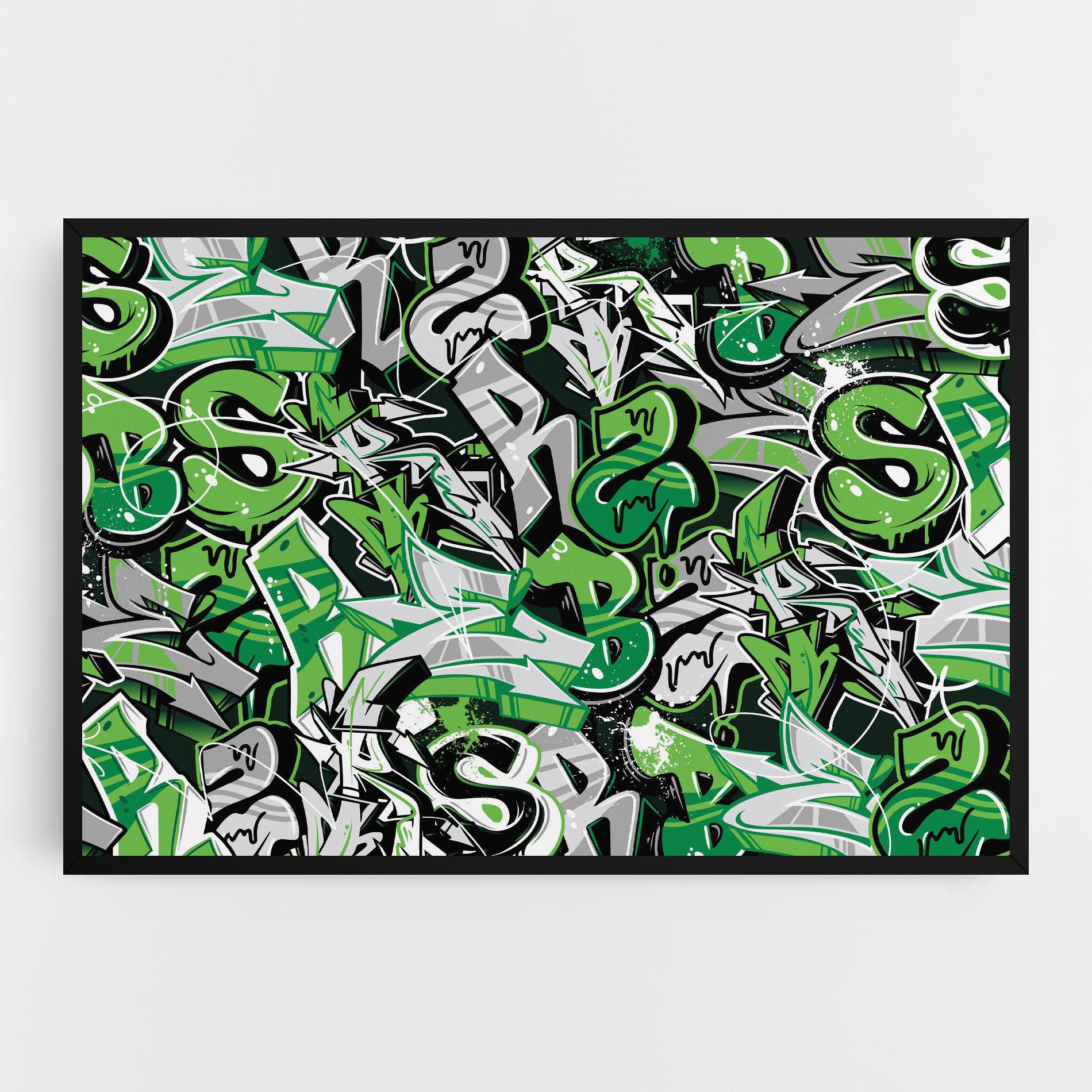 Tablou Canvas Green Graffiti Letters mockup 0