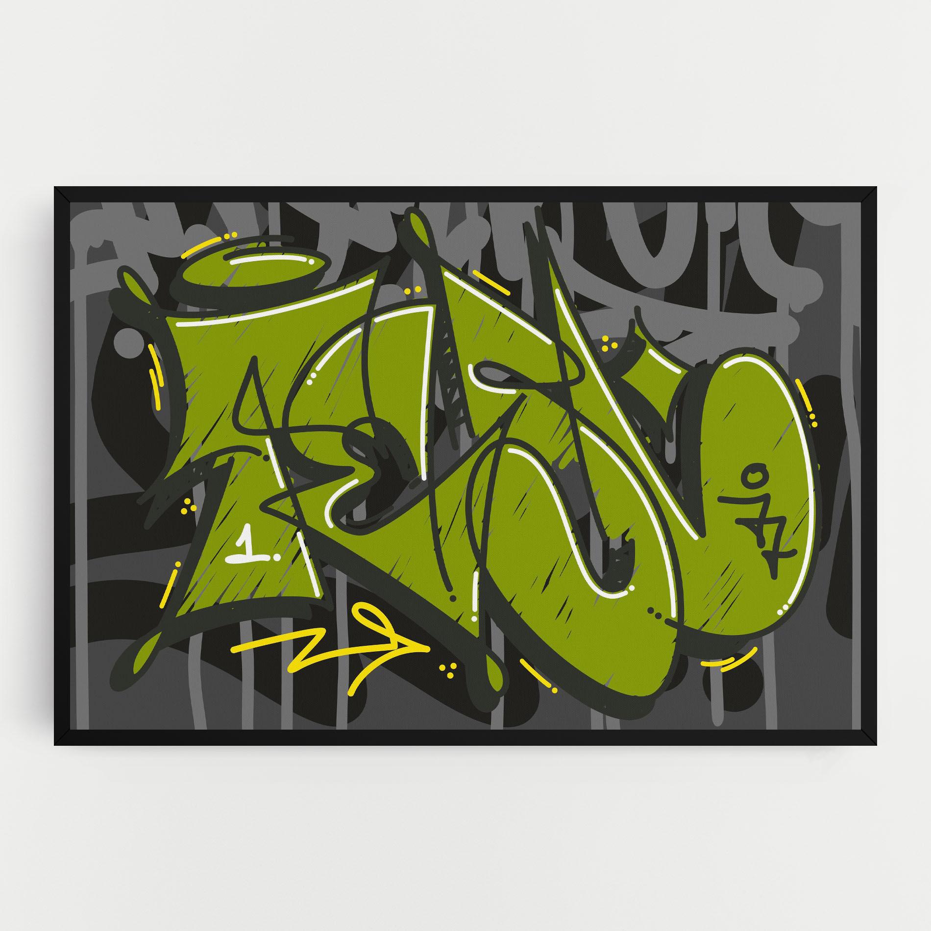 Tablou Canvas Green Grey Graffti mockup 0