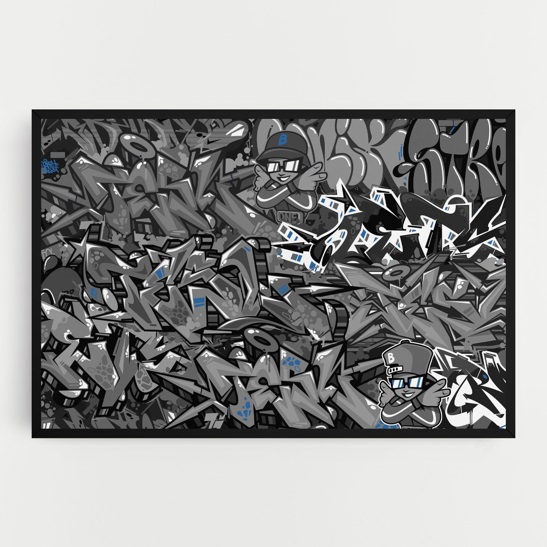 Tablou Canvas Grey Blue Graffiti mockup 0