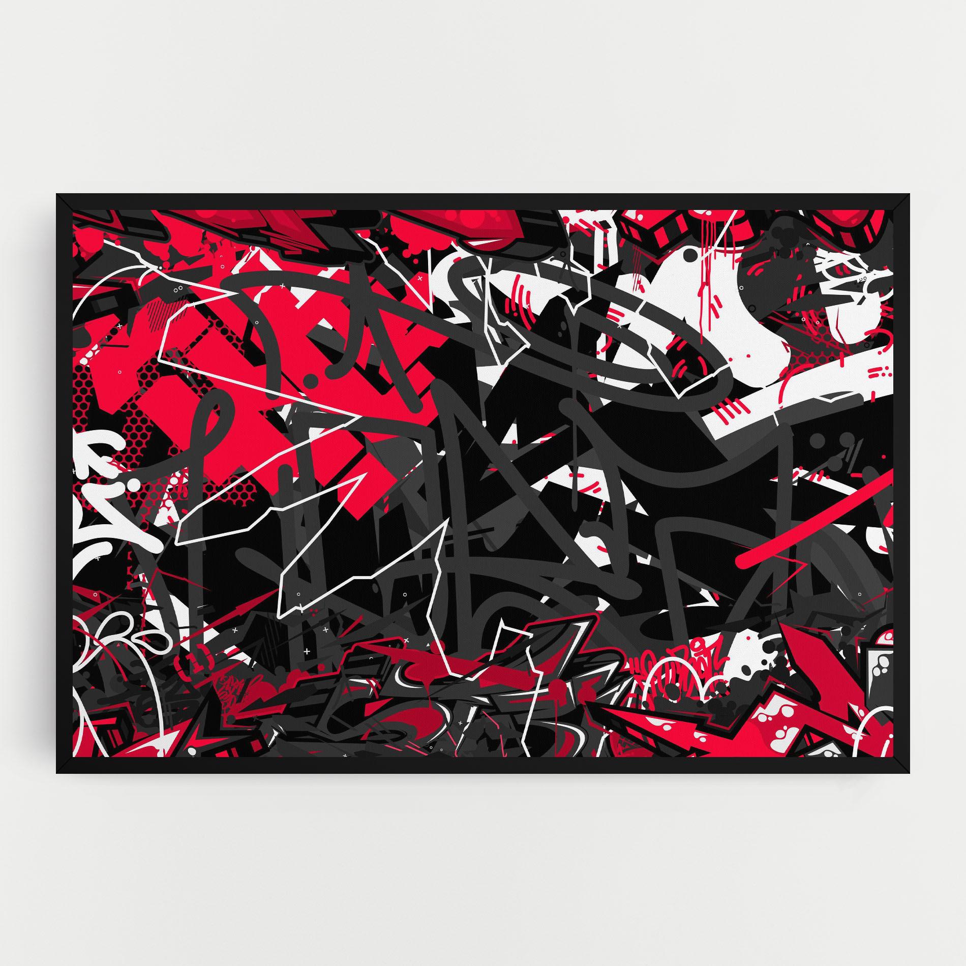 Tablou Canvas Grey Red Graffiti mockup 0