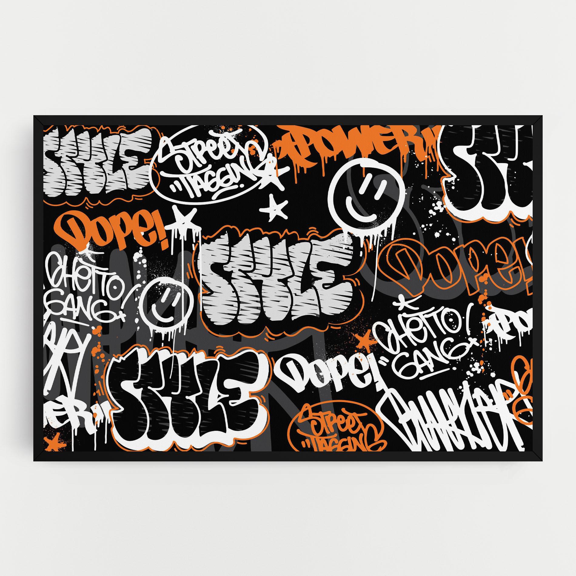 Tablou Canvas Orange Black Graffiti mockup 0