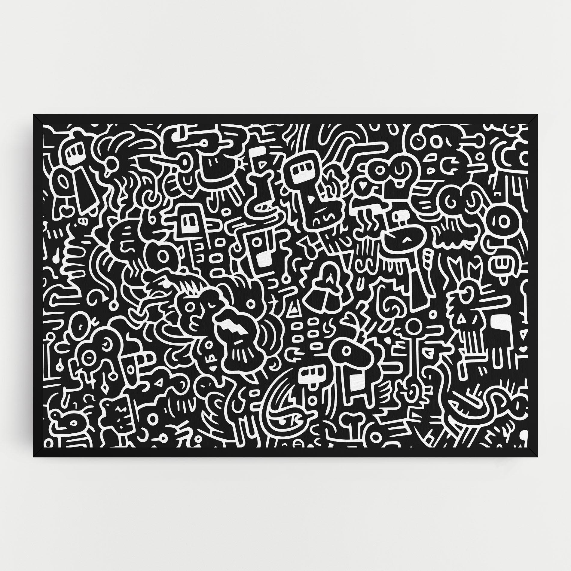 Tablou Canvas White Line Doodle mockup 0