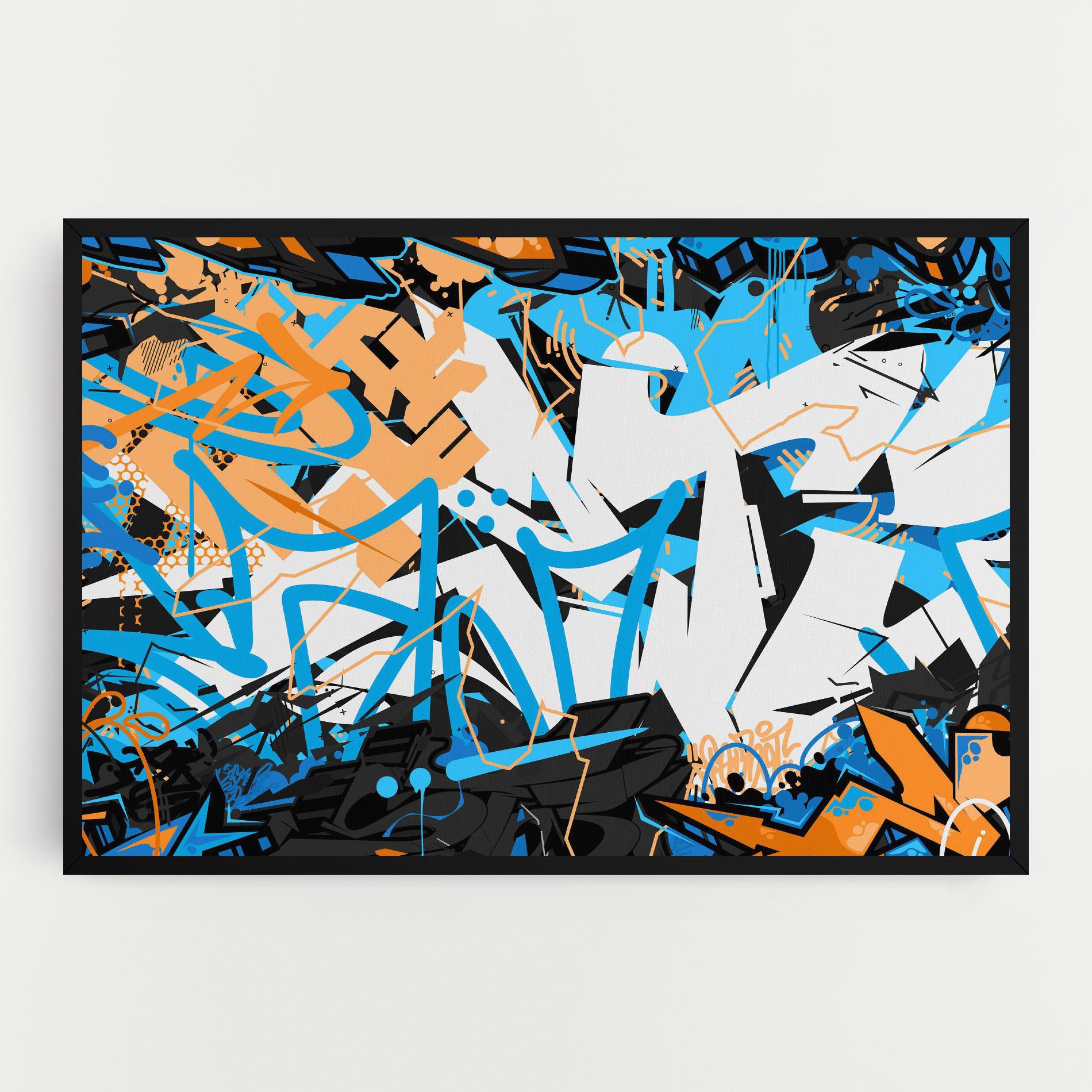 Tablou Canvas White Orange Graffiti mockup 0