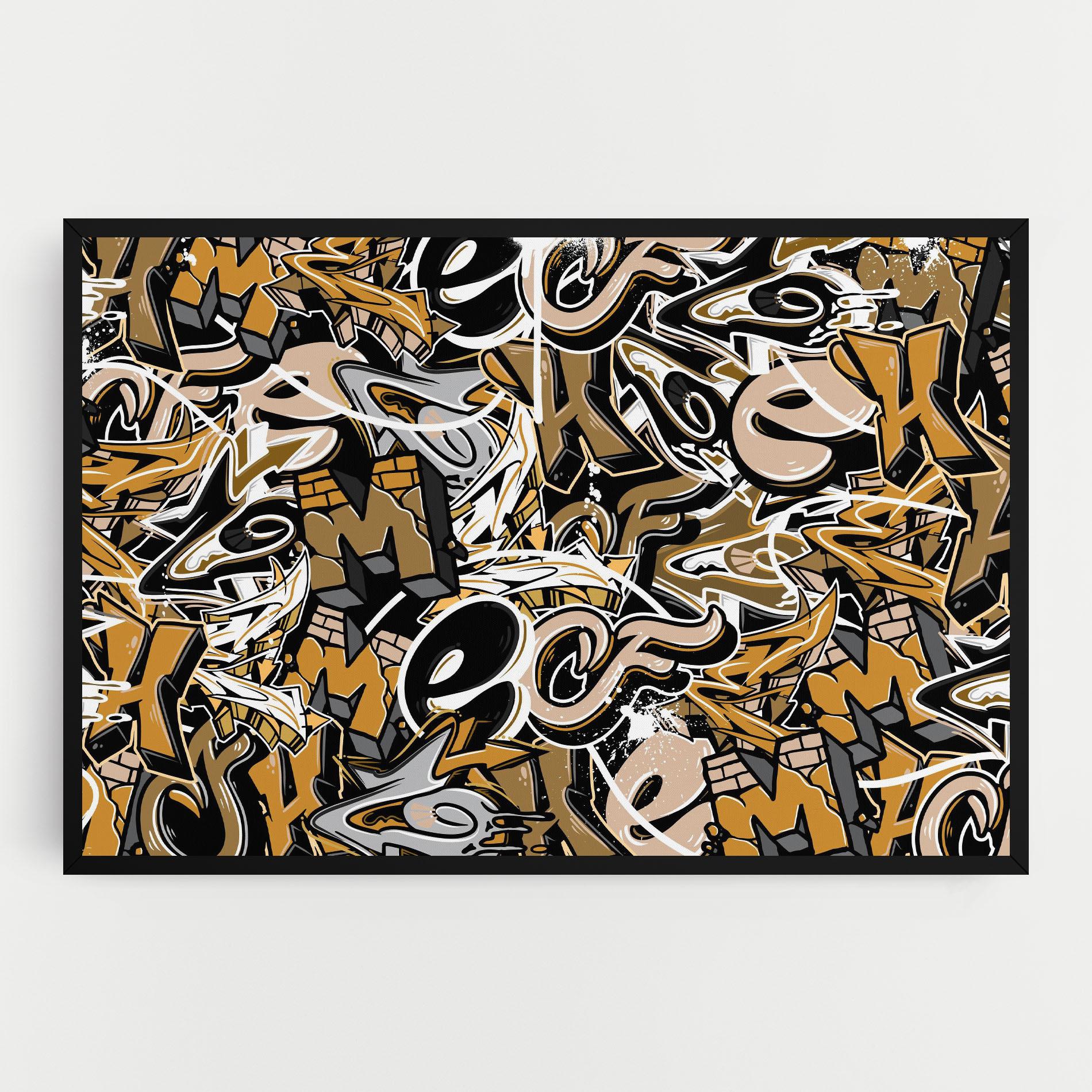 Tablou Canvas Yellow White Graffiti mockup 0