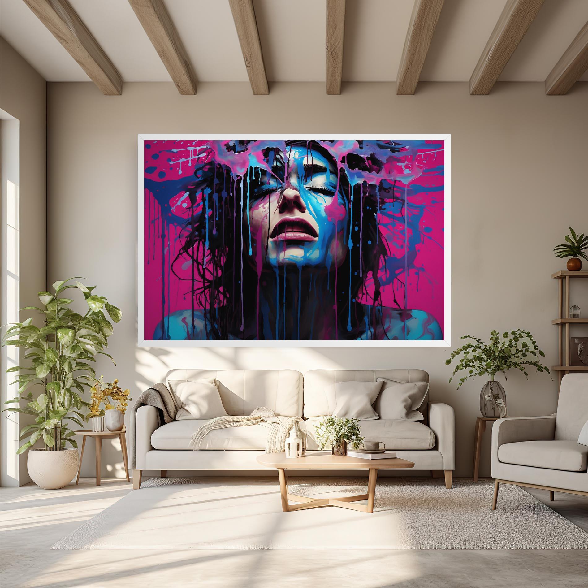 Tablou Canvas Blue Pink Woman mockup 6