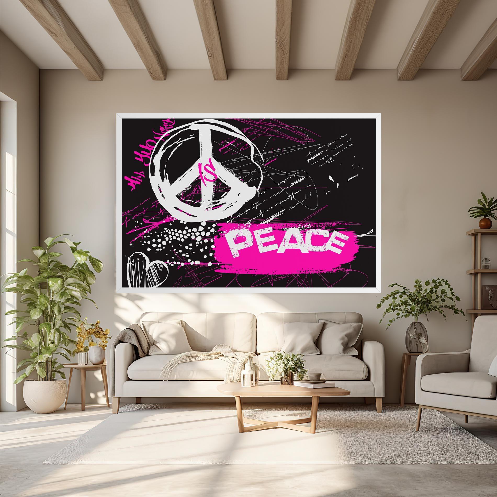 Tablou Canvas Graffiti Pink Peace mockup 6