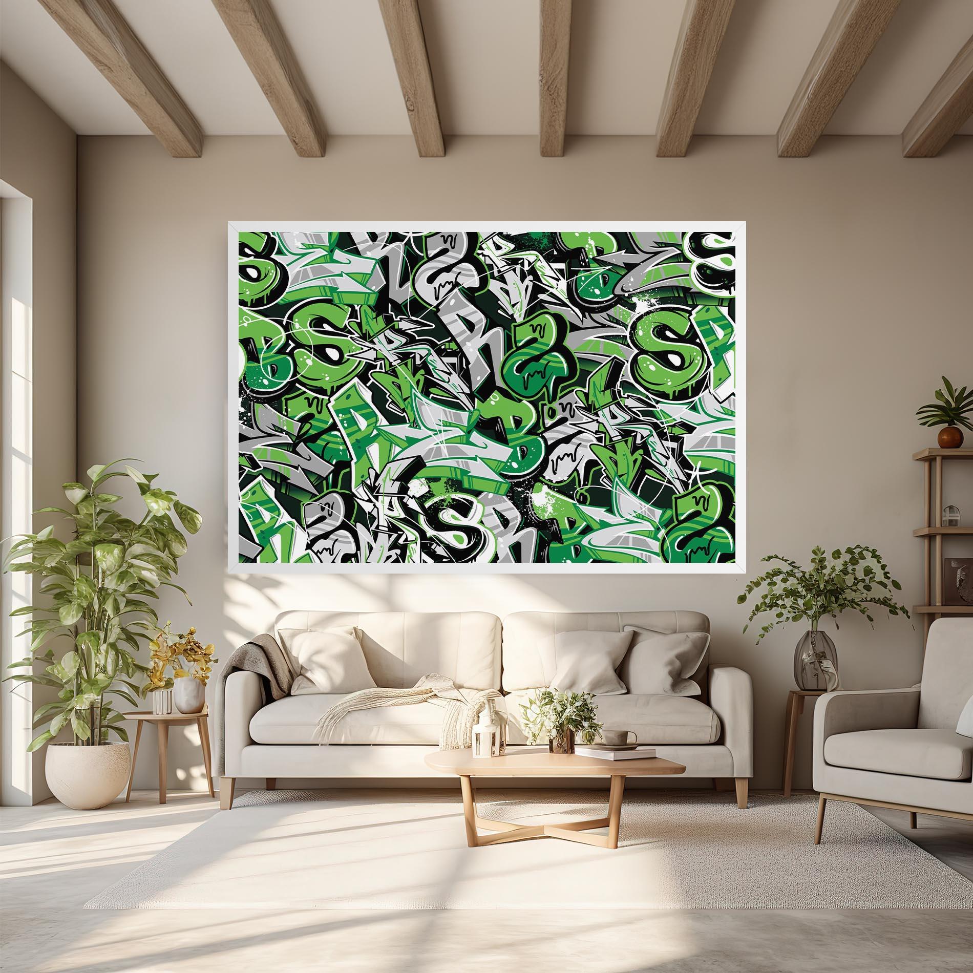 Tablou Canvas Green Graffiti Letters mockup 6