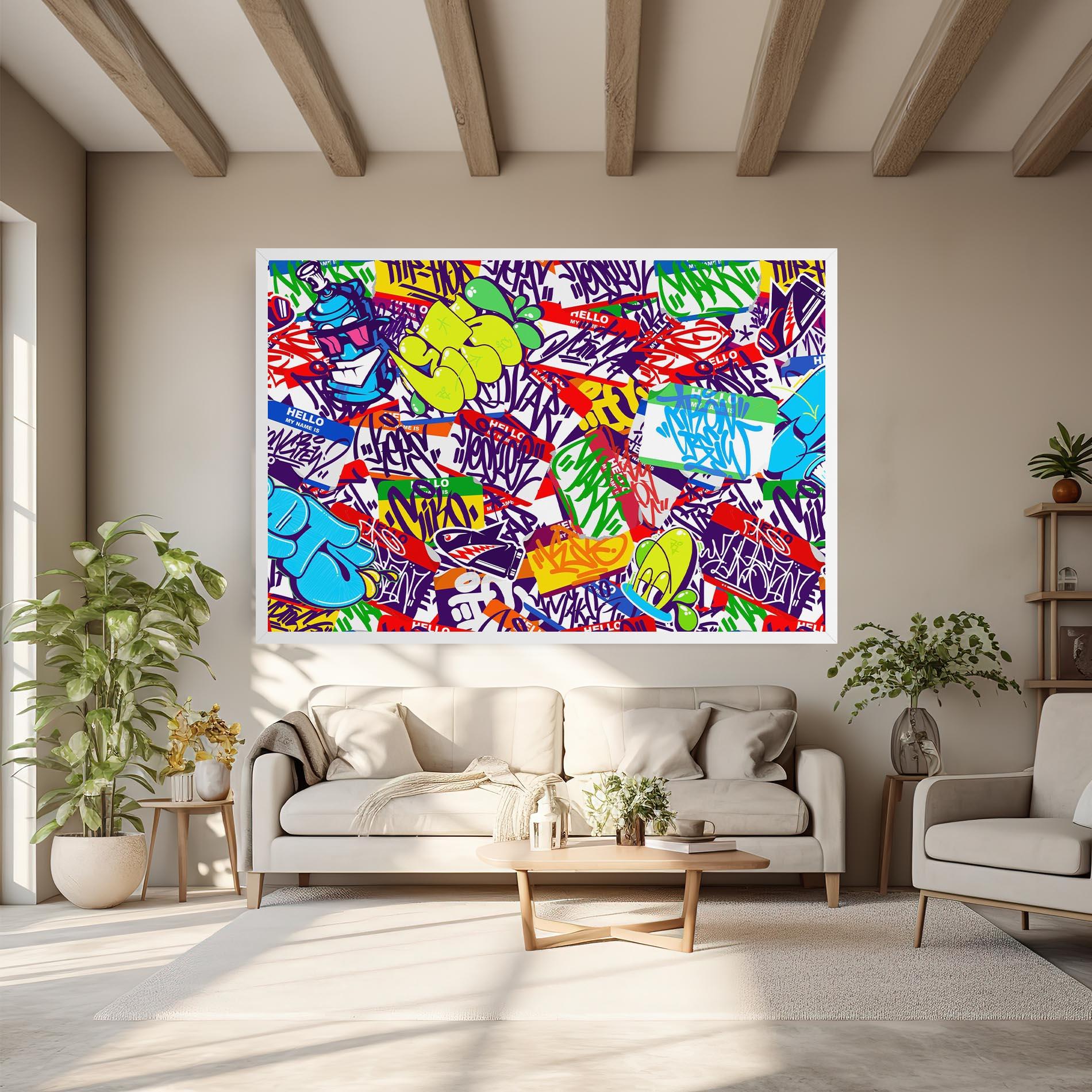 Tablou Canvas Hello Graffiti Name mockup 6