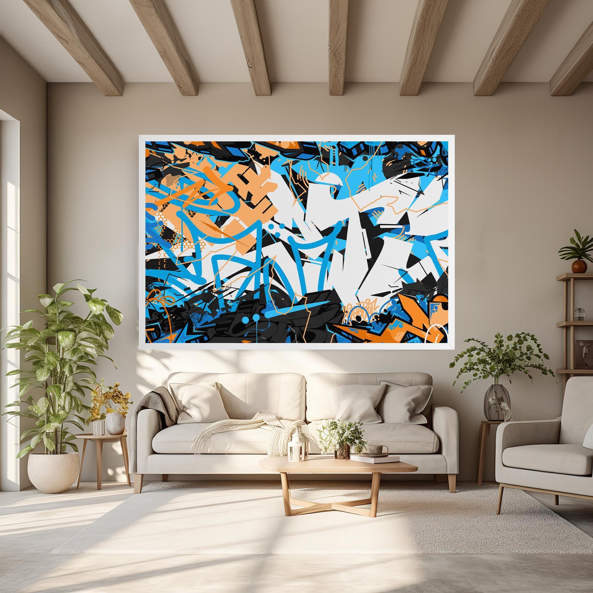 Tablou Canvas White Orange Graffiti mockup 6