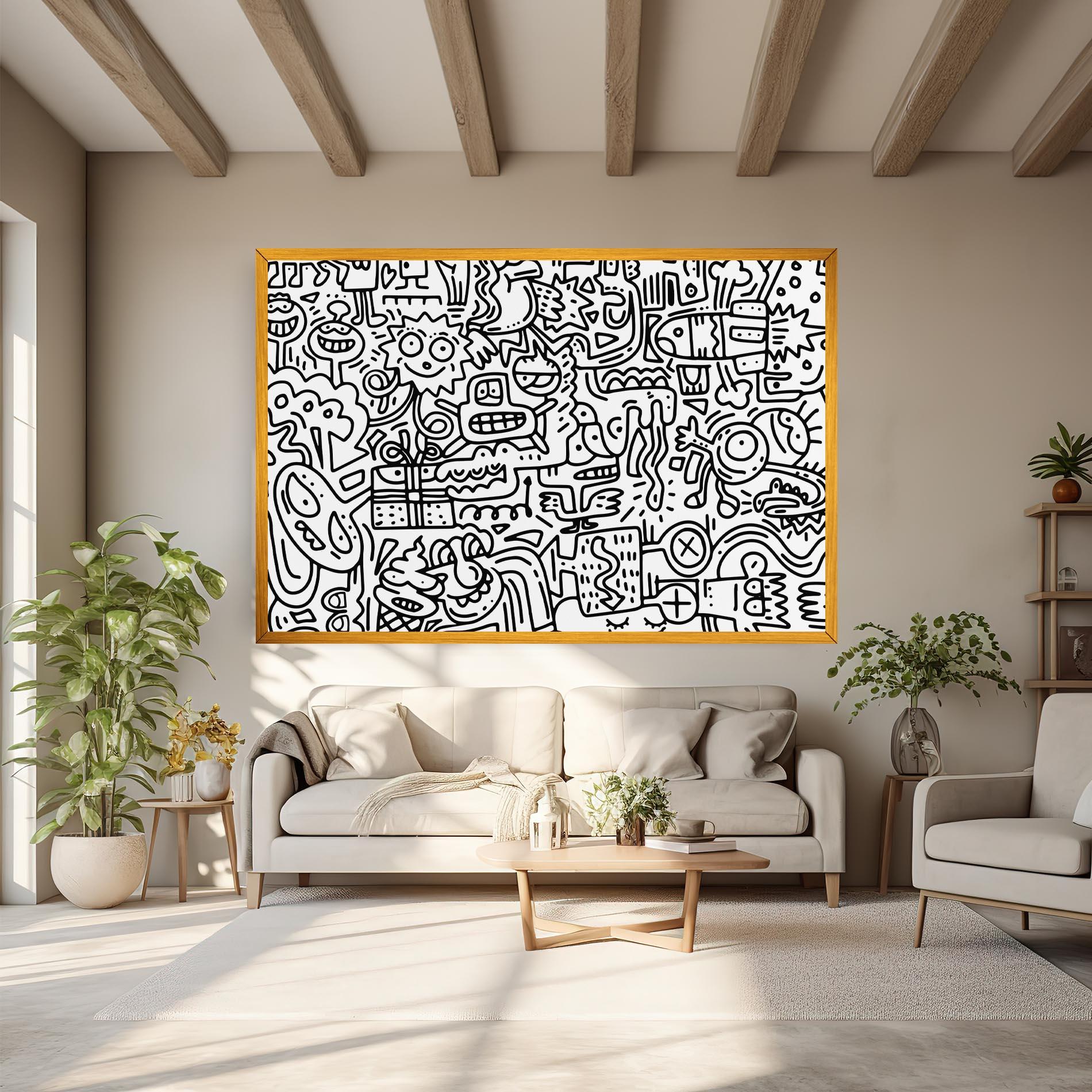 Tablou Canvas Doodle Black Line mockup 6