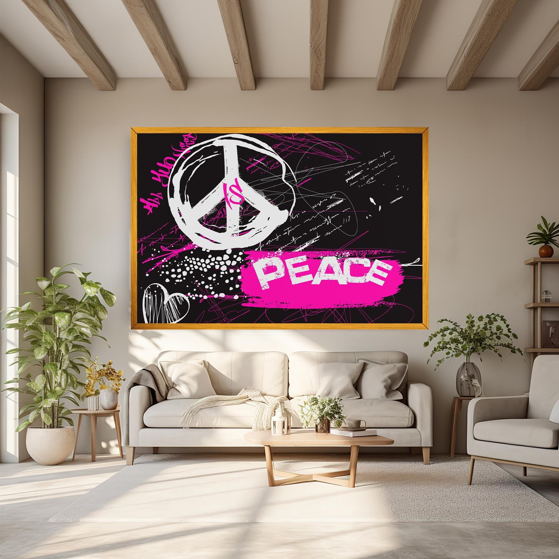 Tablou Canvas Graffiti Pink Peace mockup 6