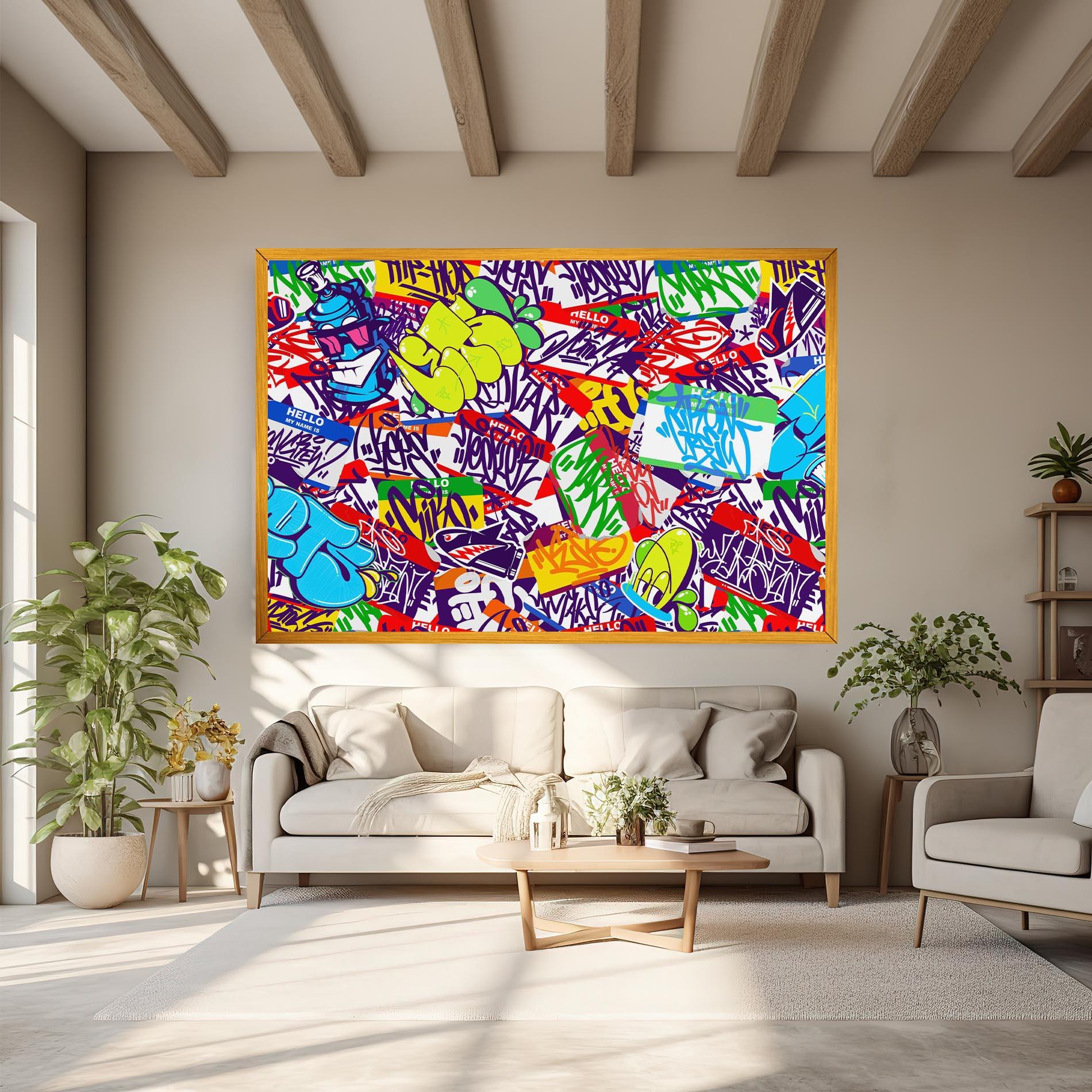 Tablou Canvas Hello Graffiti Name mockup 6