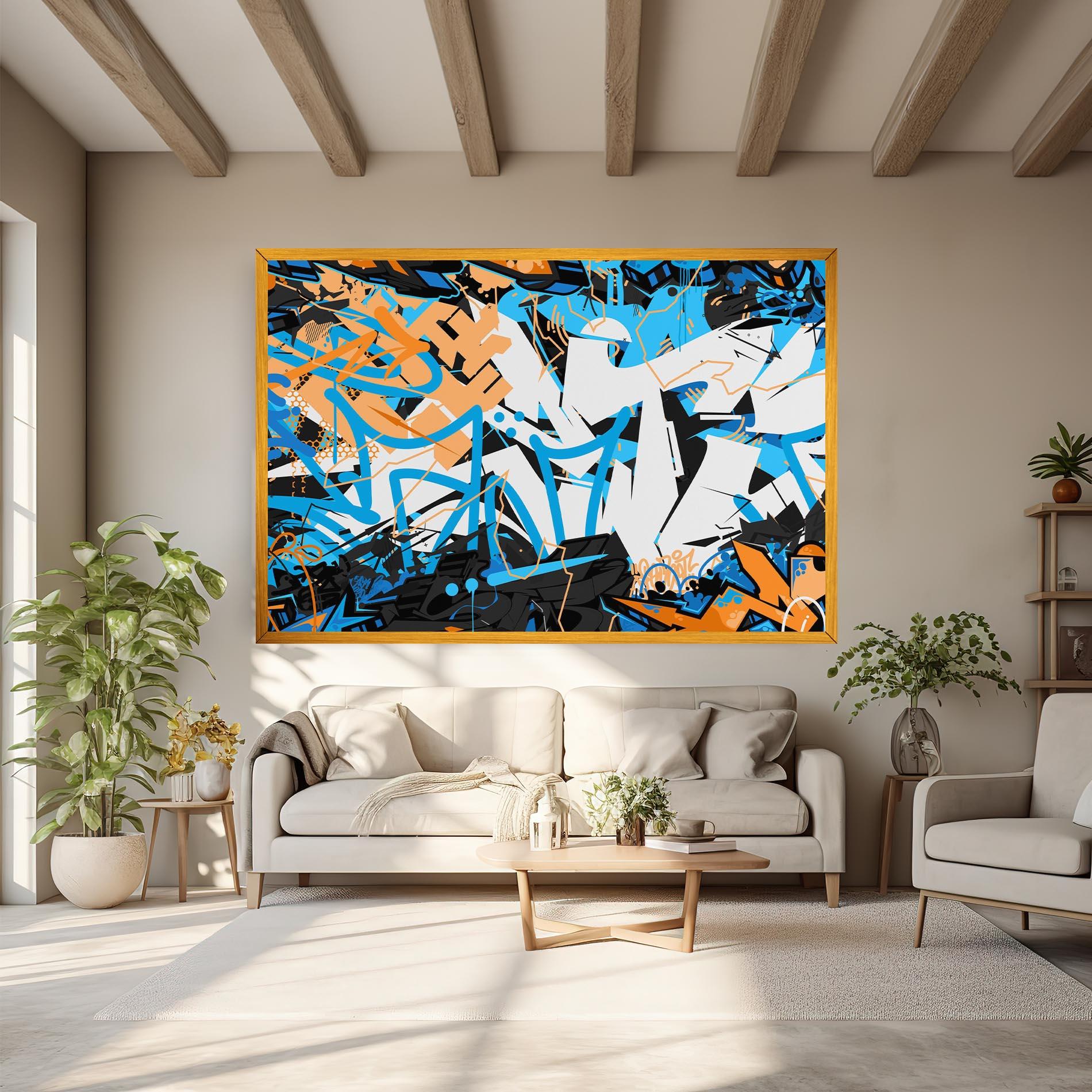 Tablou Canvas White Orange Graffiti mockup 6