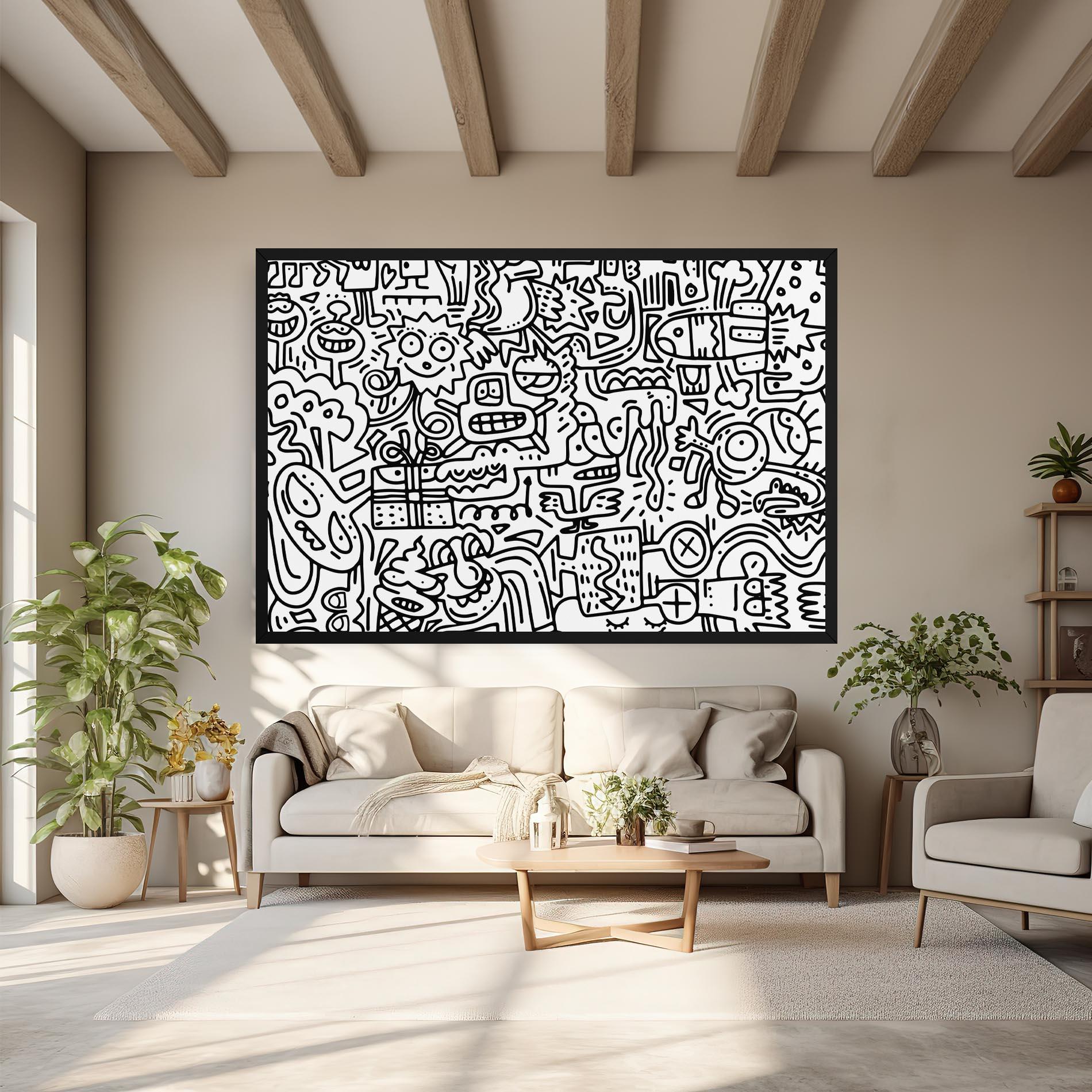 Tablou Canvas Doodle Black Line mockup 6