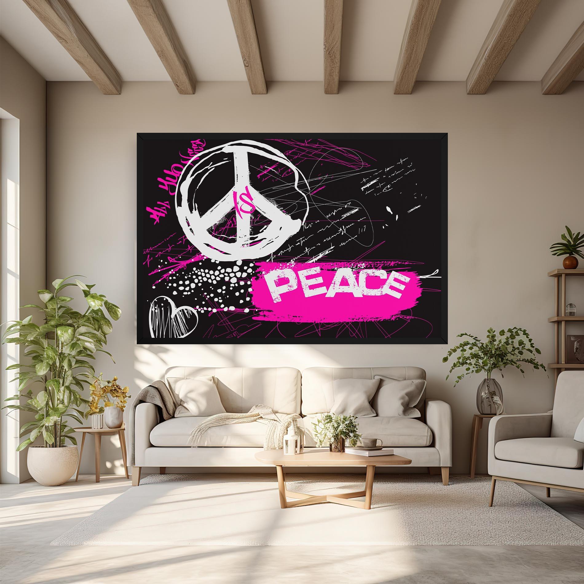 Tablou Canvas Graffiti Pink Peace mockup 6