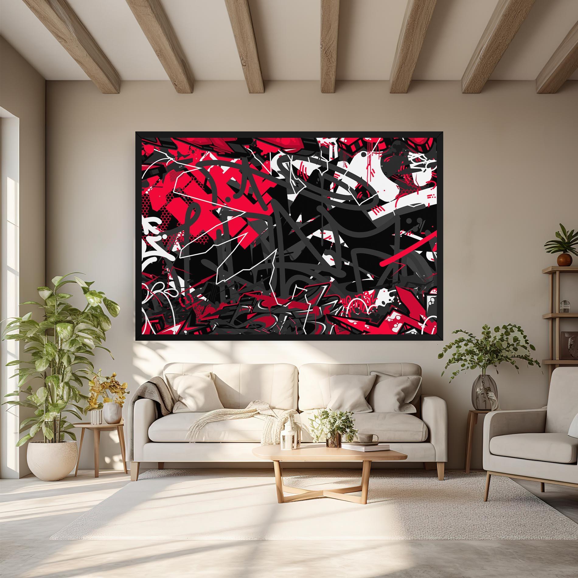 Tablou Canvas Grey Red Graffiti mockup 6