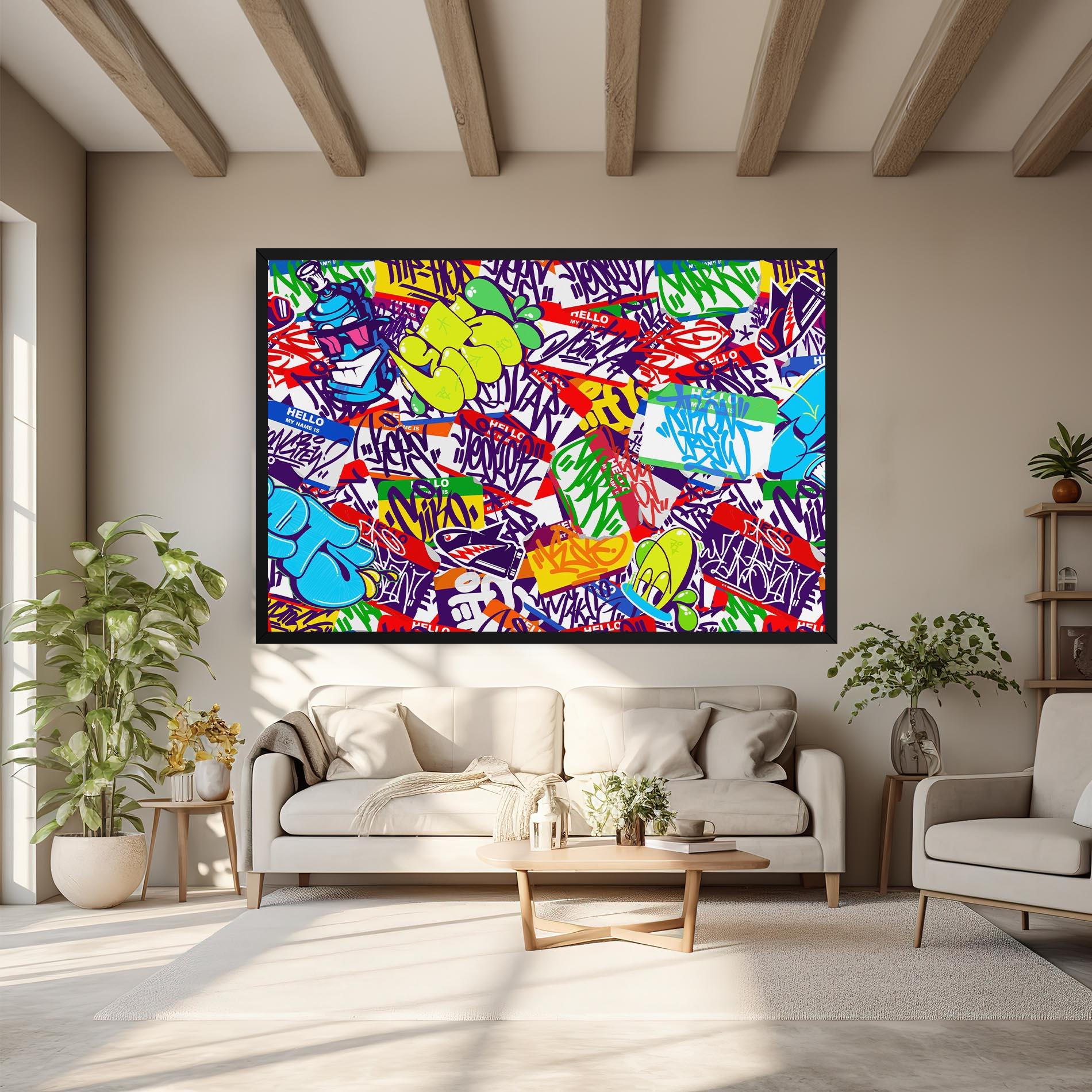 Tablou Canvas Hello Graffiti Name mockup 6