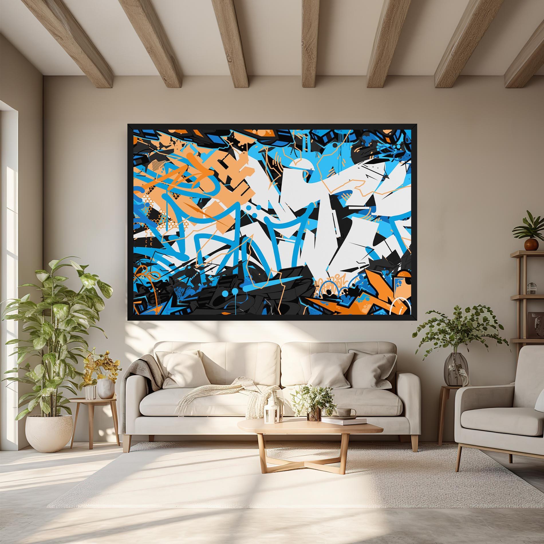 Tablou Canvas White Orange Graffiti mockup 6