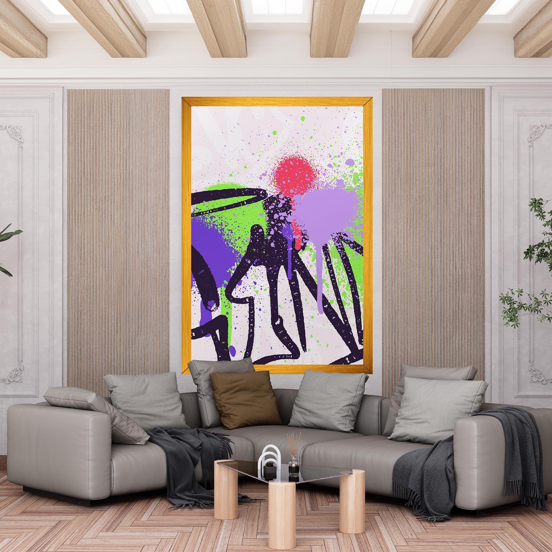 Tablou Canvas Green Purple Graffiti mockup 6