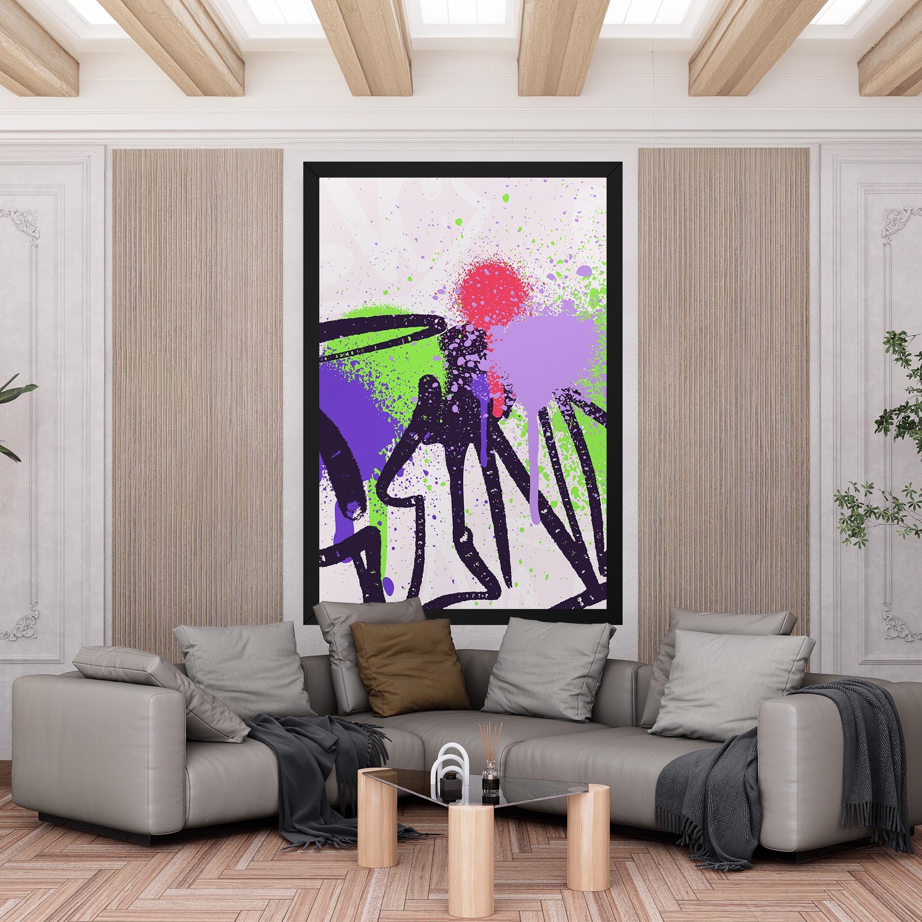 Tablou Canvas Green Purple Graffiti mockup 6