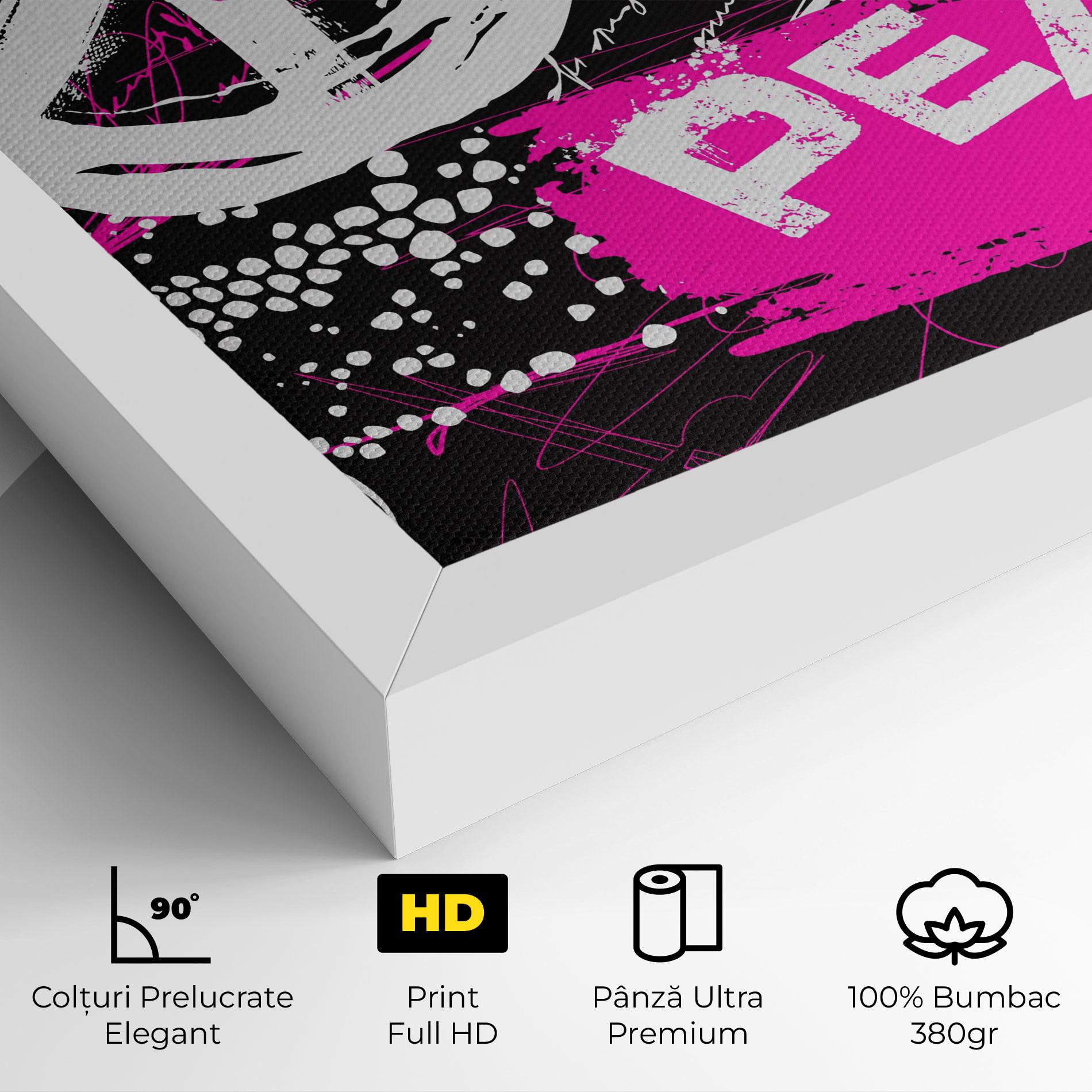 Tablou Canvas Graffiti Pink Peace mockup 4