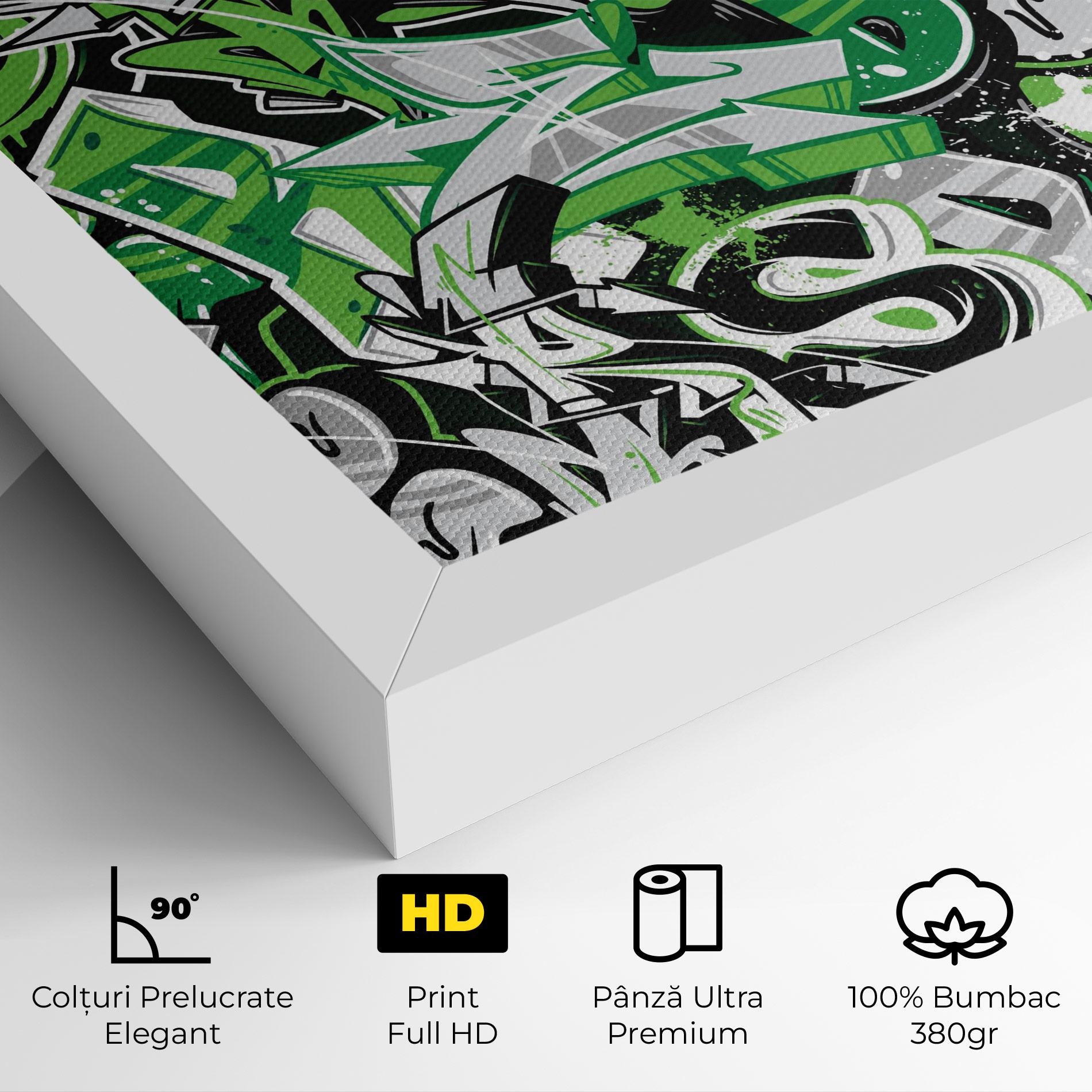 Tablou Canvas Green Graffiti Letters mockup 4