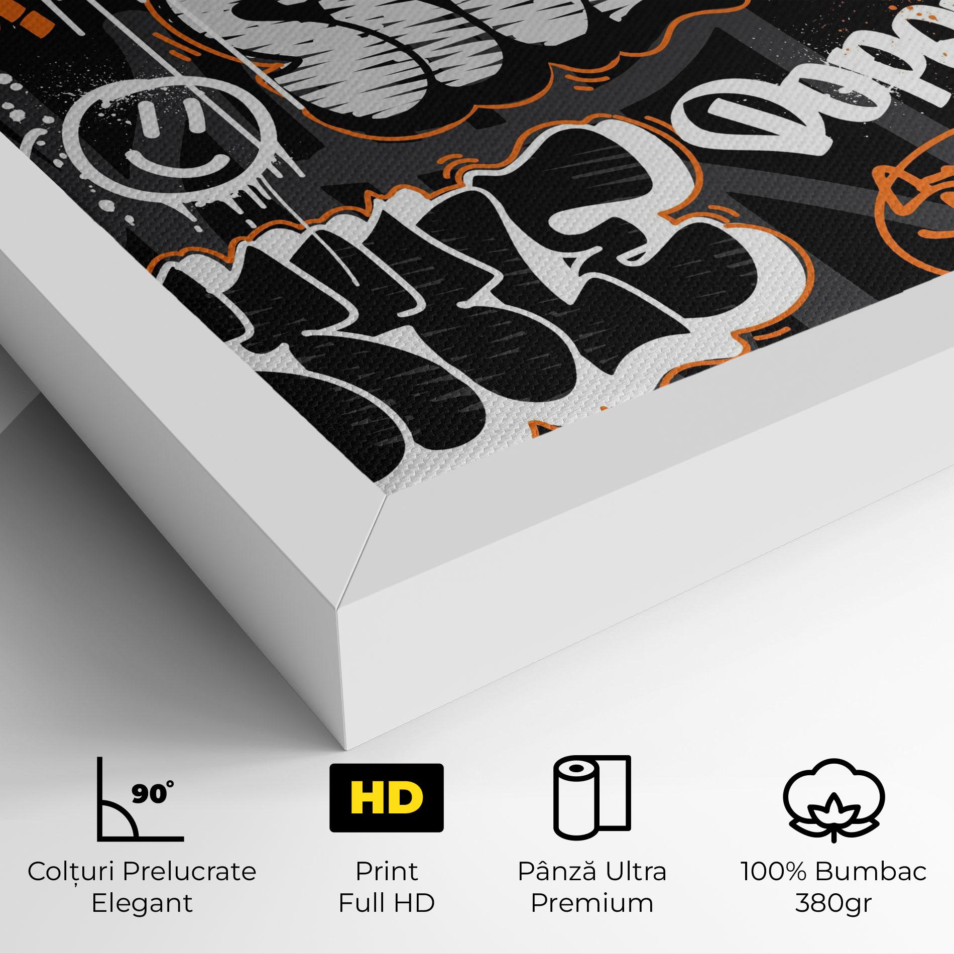 Tablou Canvas Orange Black Graffiti mockup 4