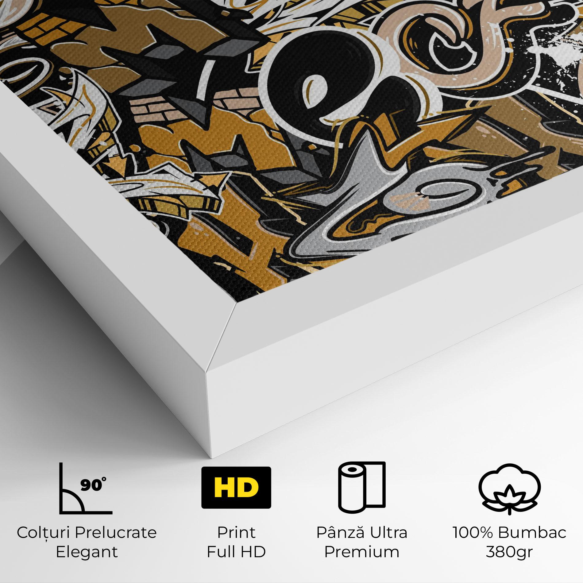 Tablou Canvas Yellow White Graffiti mockup 4