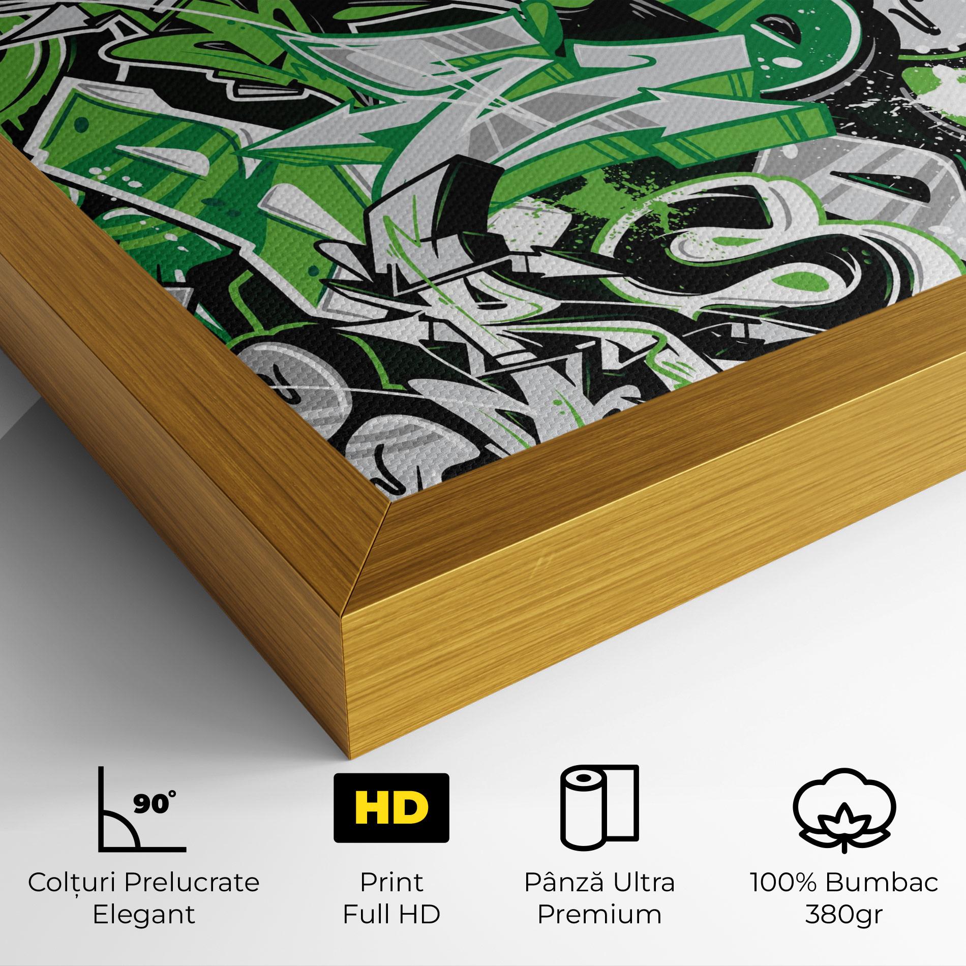 Tablou Canvas Green Graffiti Letters mockup 4