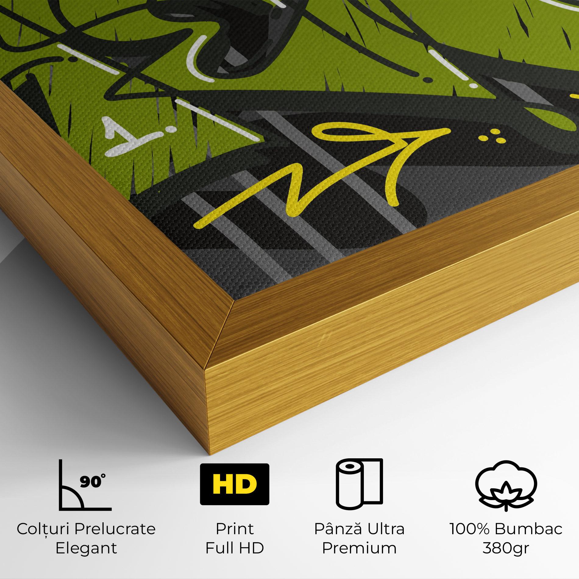 Tablou Canvas Green Grey Graffti mockup 4