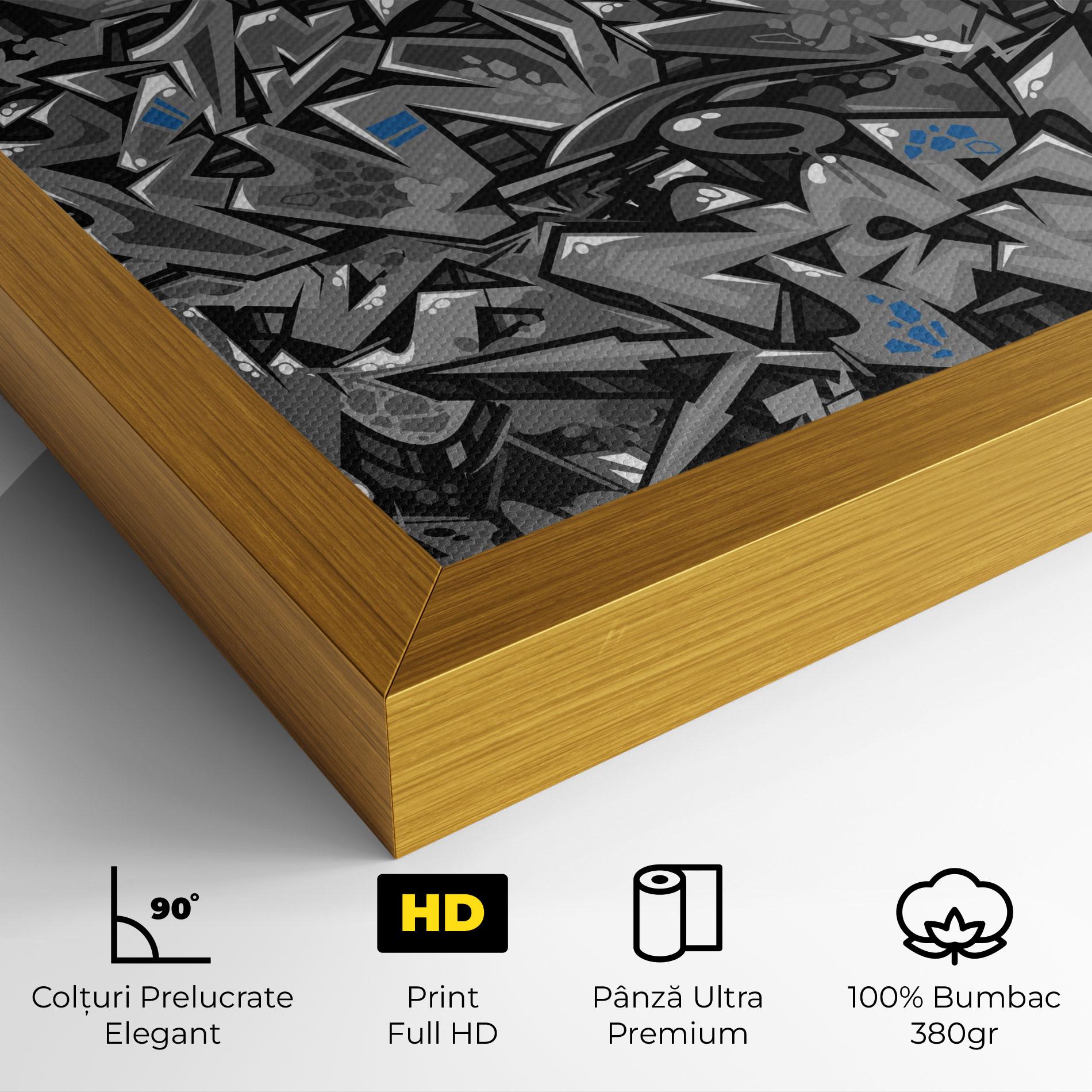 Tablou Canvas Grey Blue Graffiti mockup 4