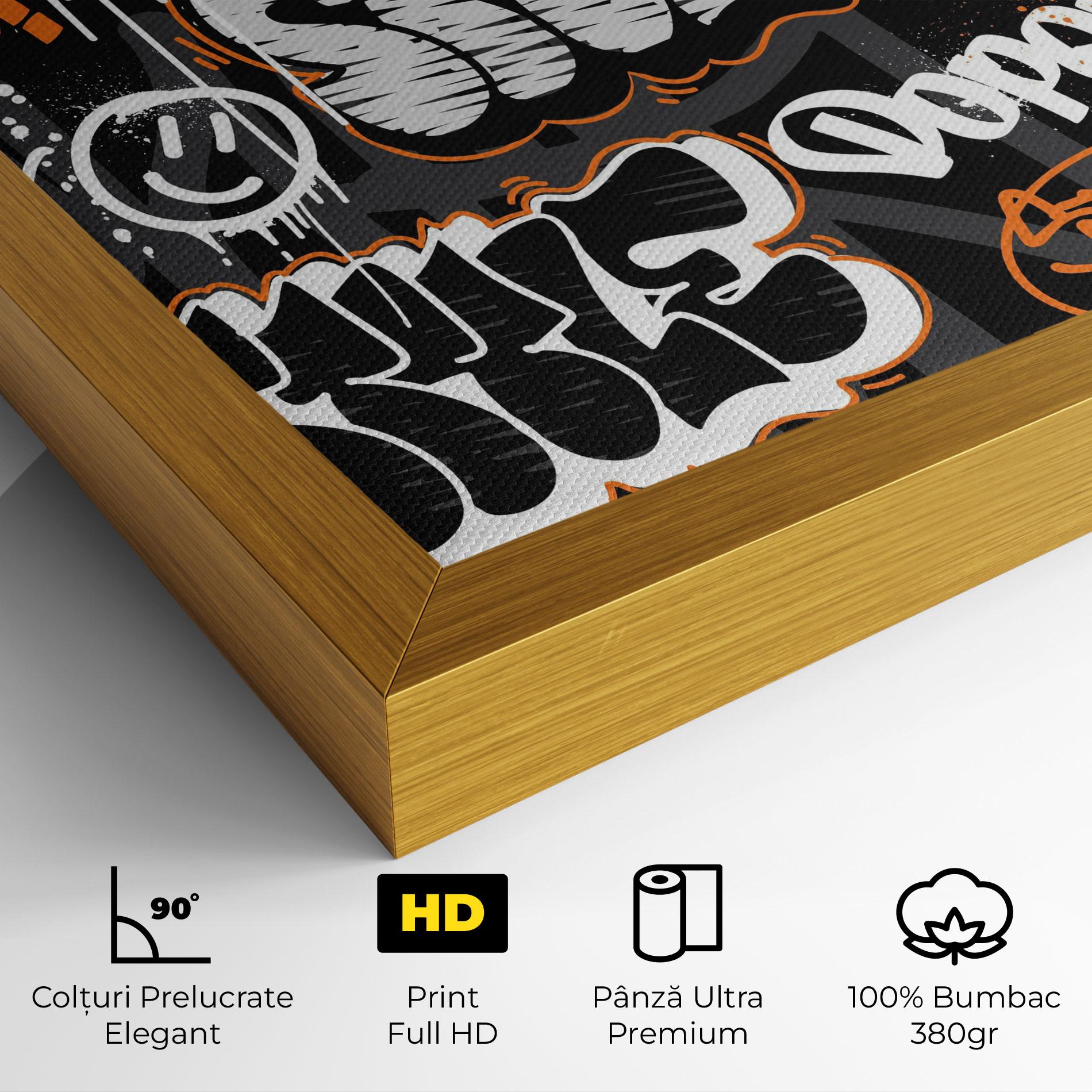 Tablou Canvas Orange Black Graffiti mockup 4